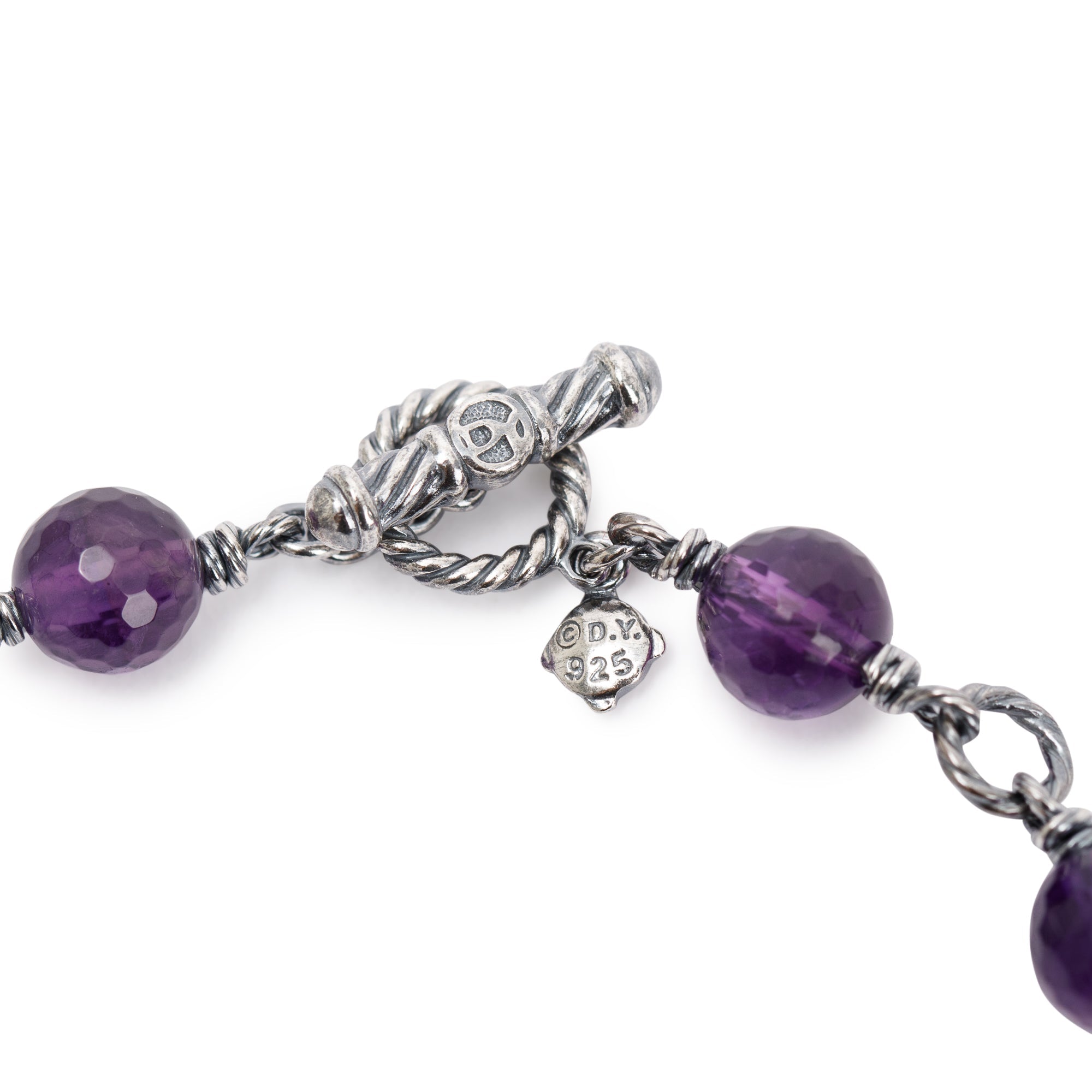 David Yurman Sterling Silver Amethyst Bead Chain Necklace