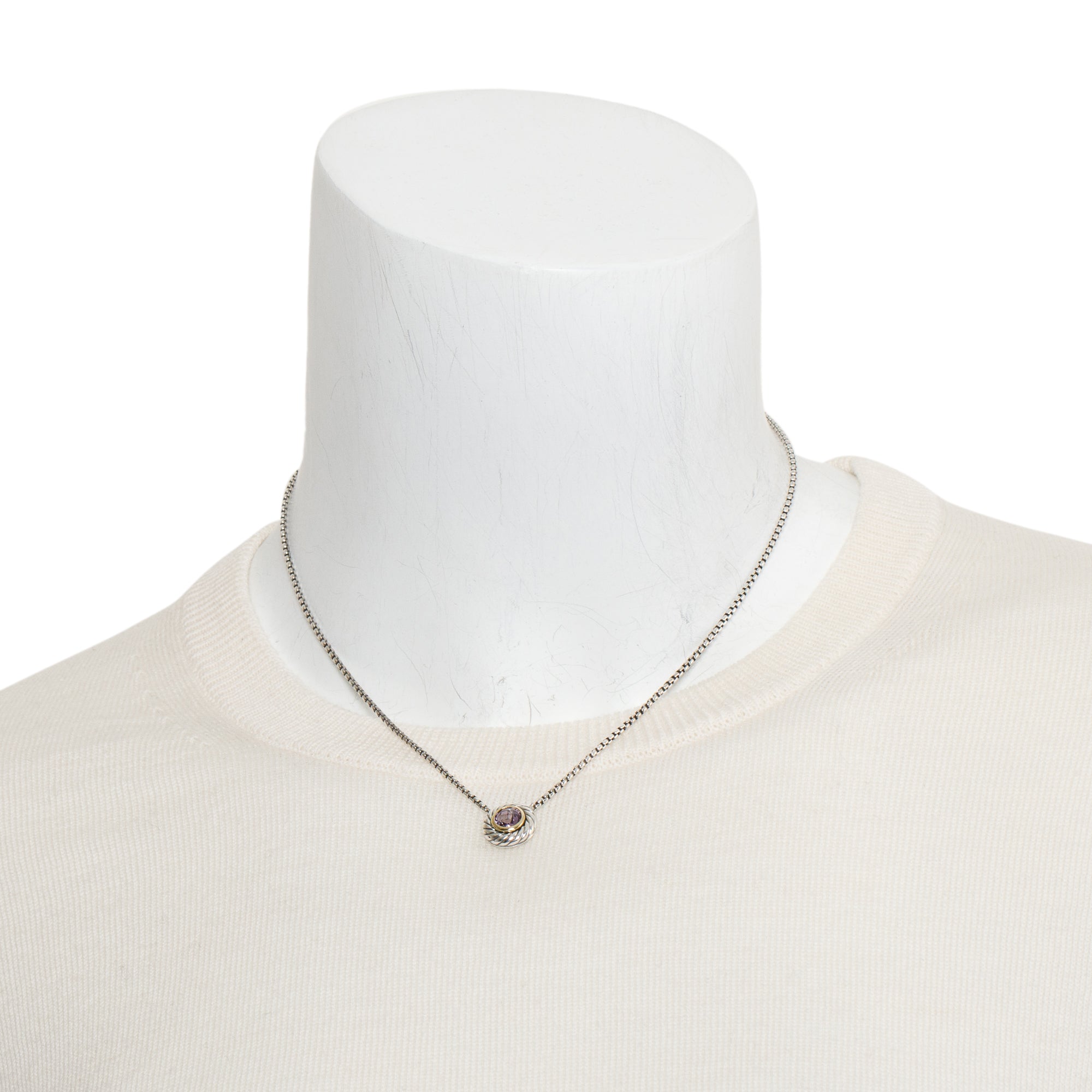 David Yurman Sterling Silver Amethyst Color Classics Cookie Pendant Necklace