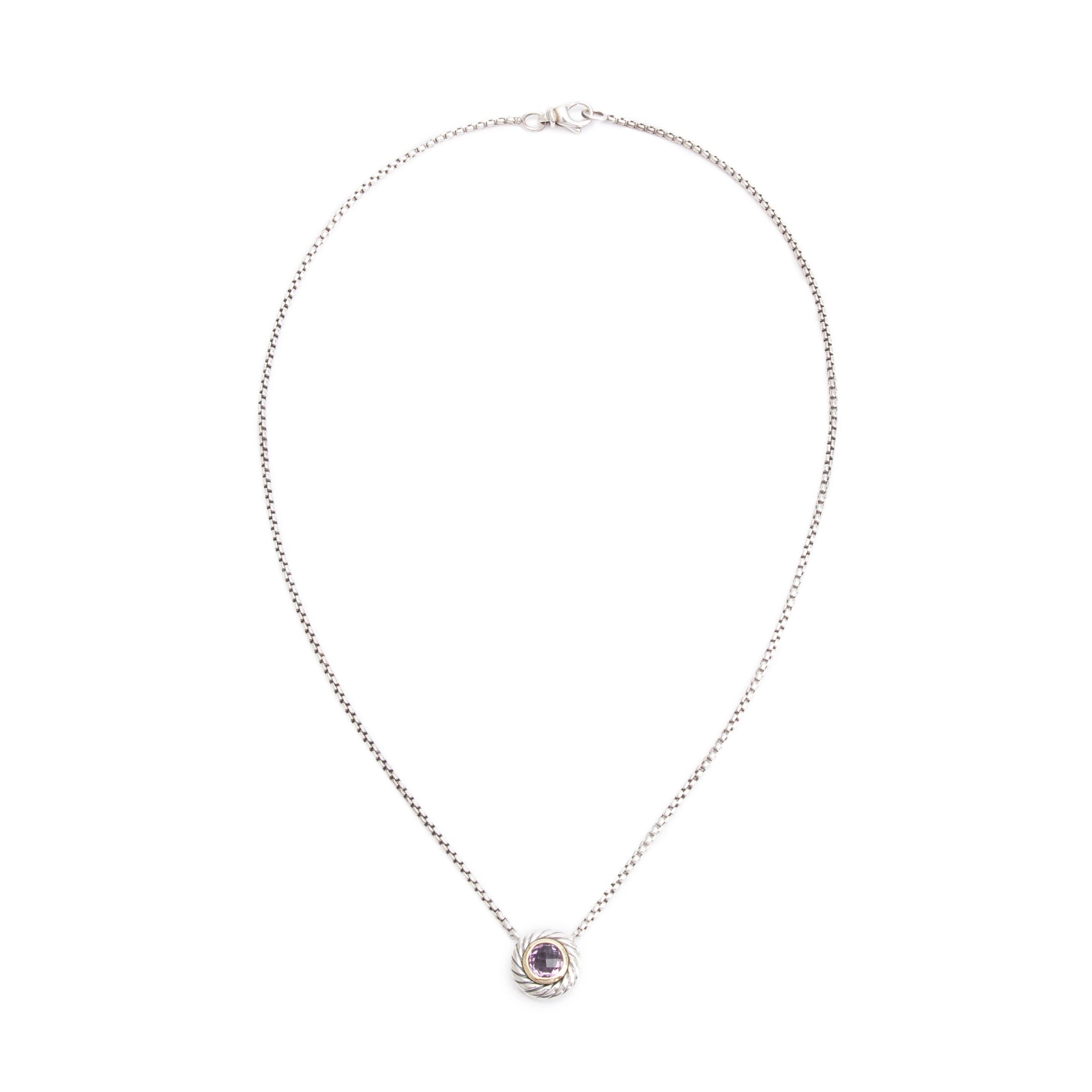 David Yurman Sterling Silver Amethyst Color Classics Cookie Pendant Necklace