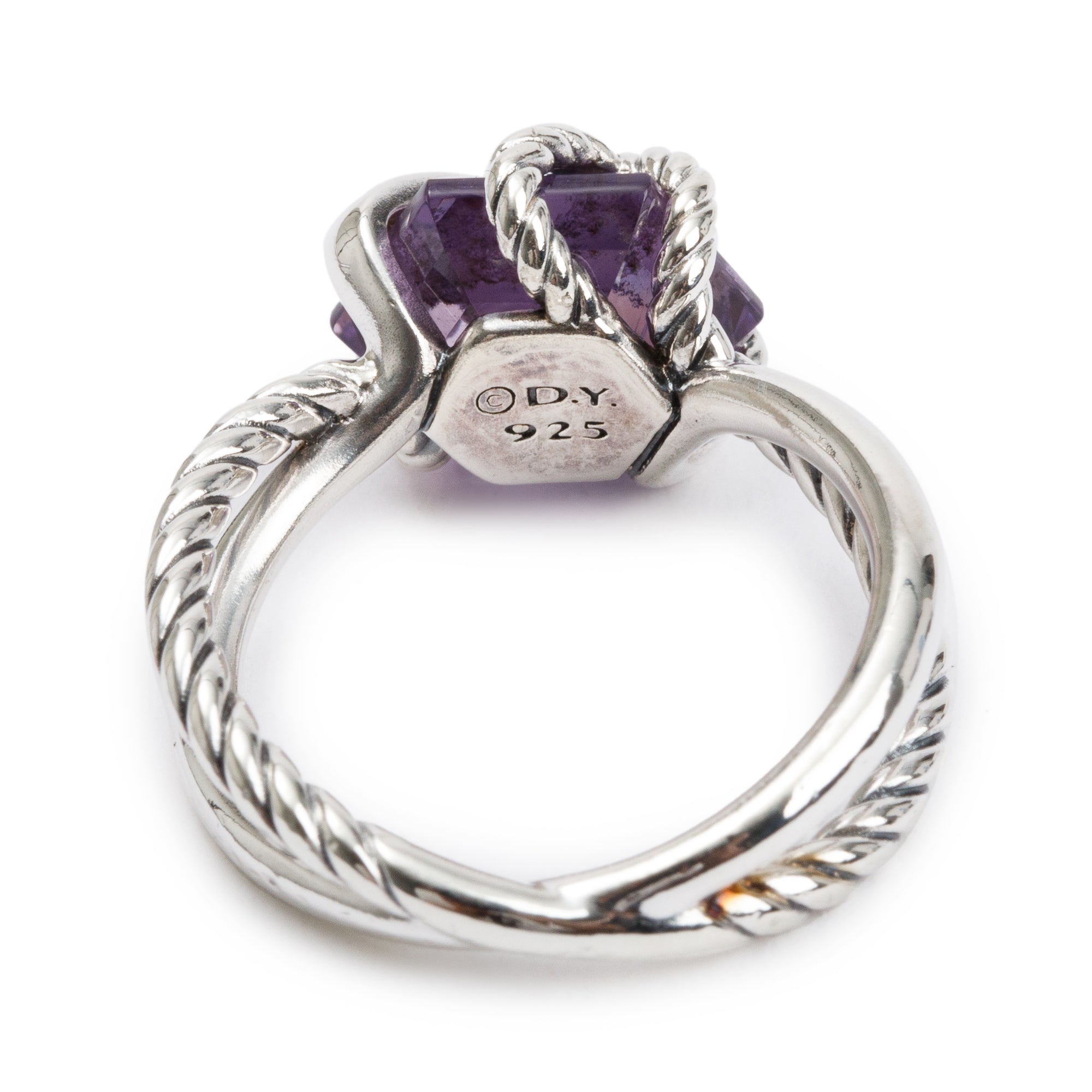 David Yurman Sterling Silver Amethyst & Diamond Cable Wrap Ring, Size 6
