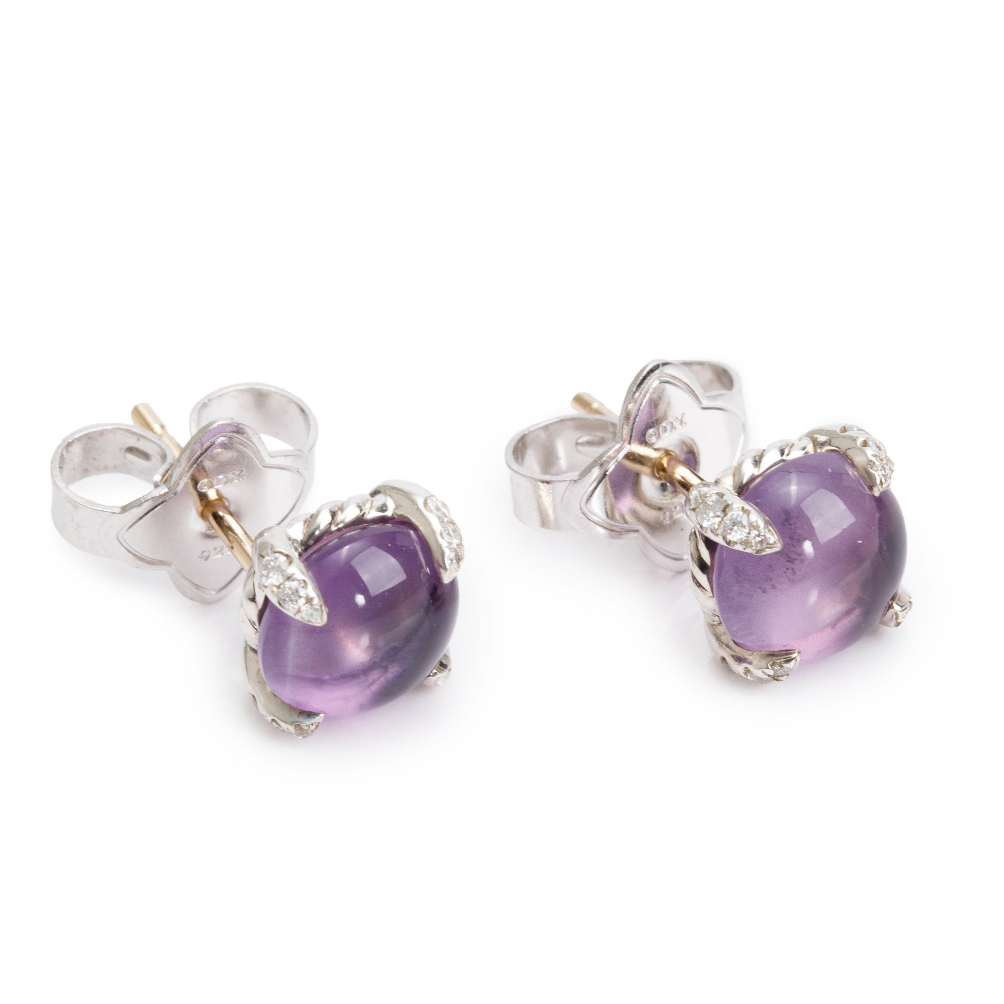 David Yurman Sterling Silver Amethyst & Diamond Chatelaine Earrings