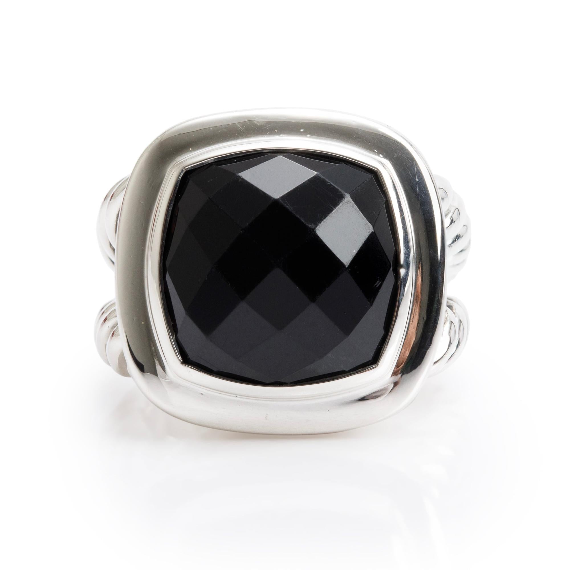 David Yurman Sterling Silver Black Onyx Albion Ring, Size 6