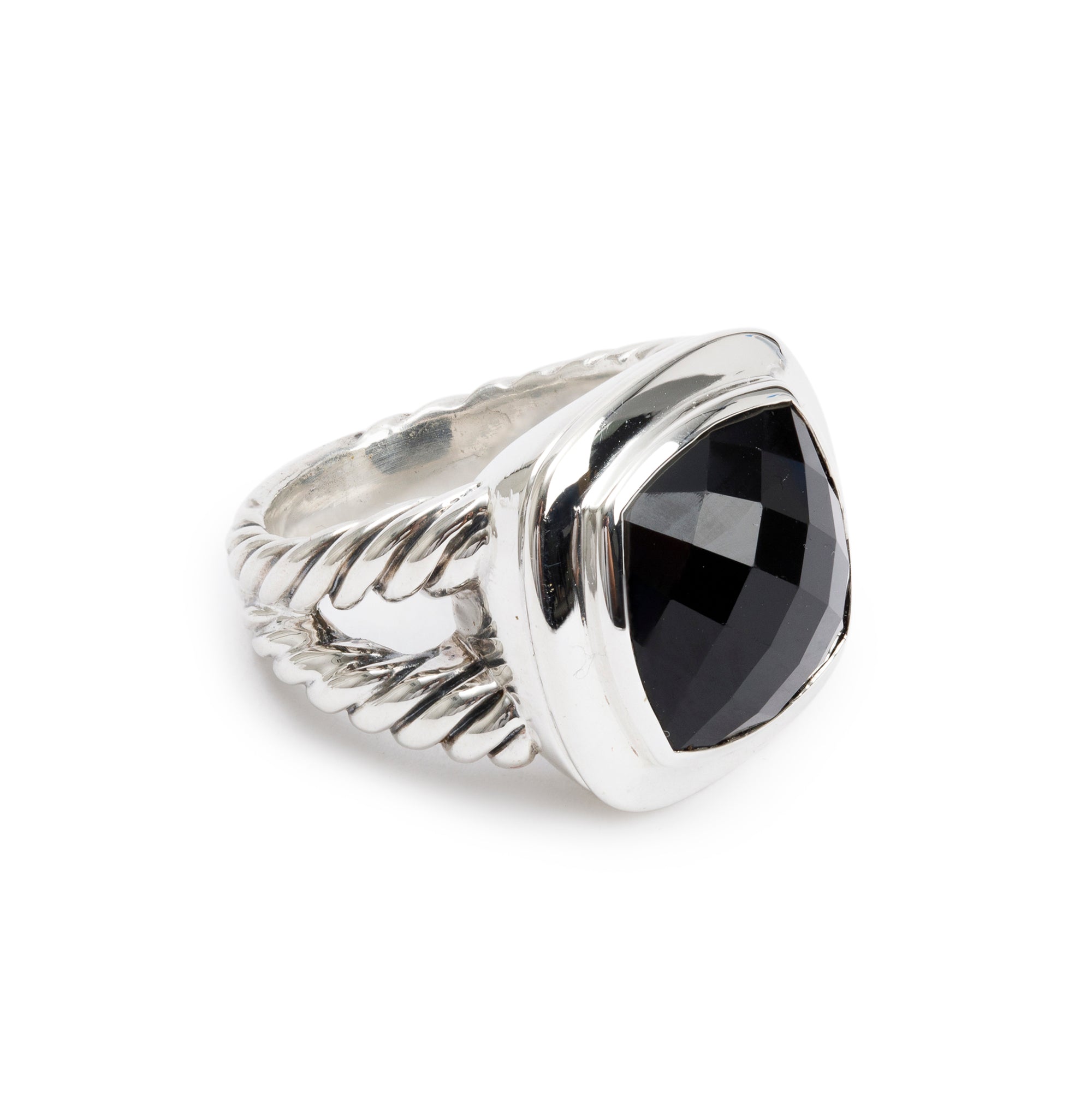 David Yurman Sterling Silver Black Onyx Albion Ring, Size 8