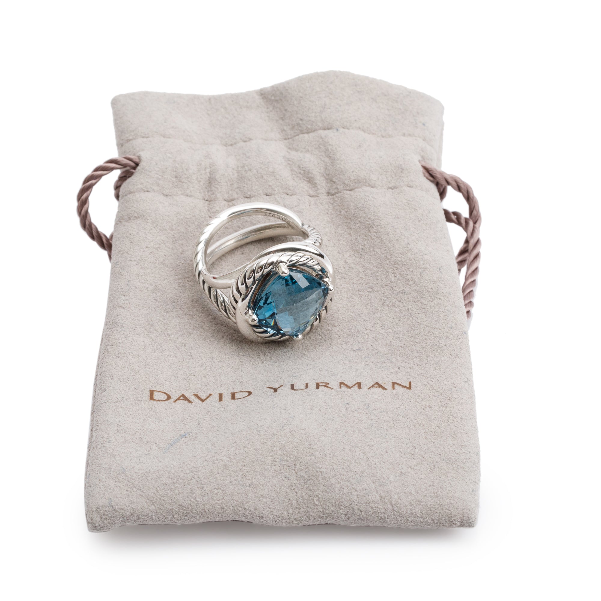 David Yurman Sterling Silver Blue Topaz Infinity Cocktail Ring, Size 6