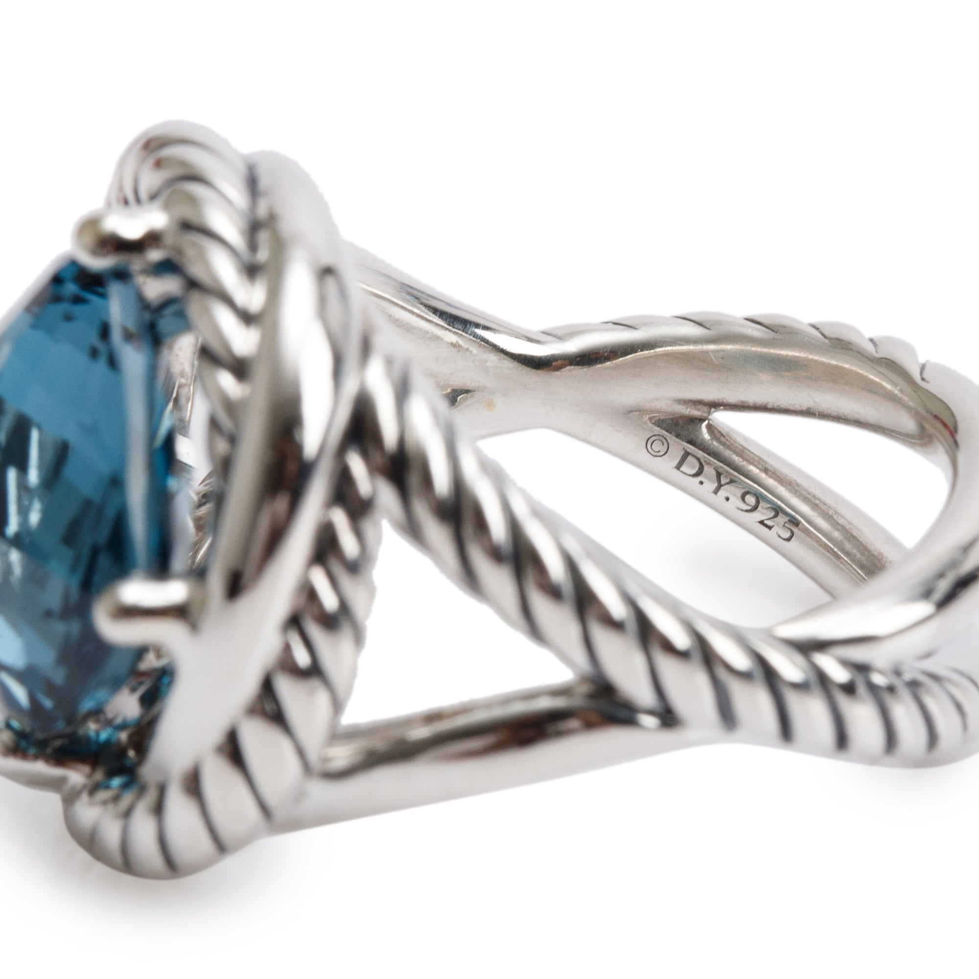 David Yurman Sterling Silver Blue Topaz Infinity Cocktail Ring, Size 6