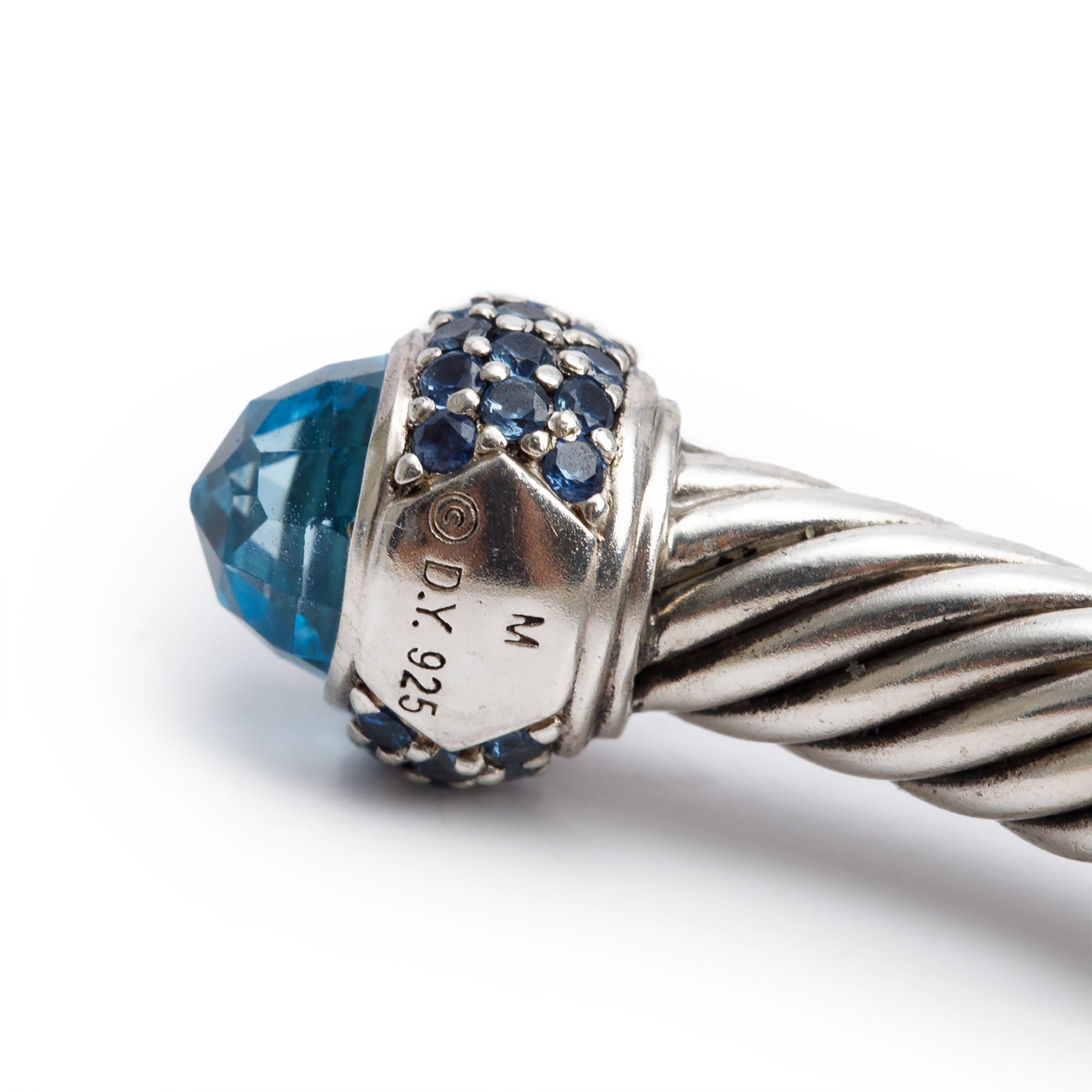 David Yurman Sterling Silver Blue Topaz & Sapphire 5 MM Cable Candy Bracelet