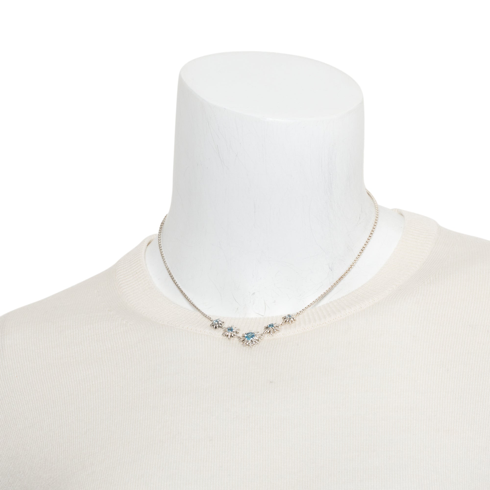 David Yurman Sterling Silver Blue Topaz Starburst Five Station Necklace