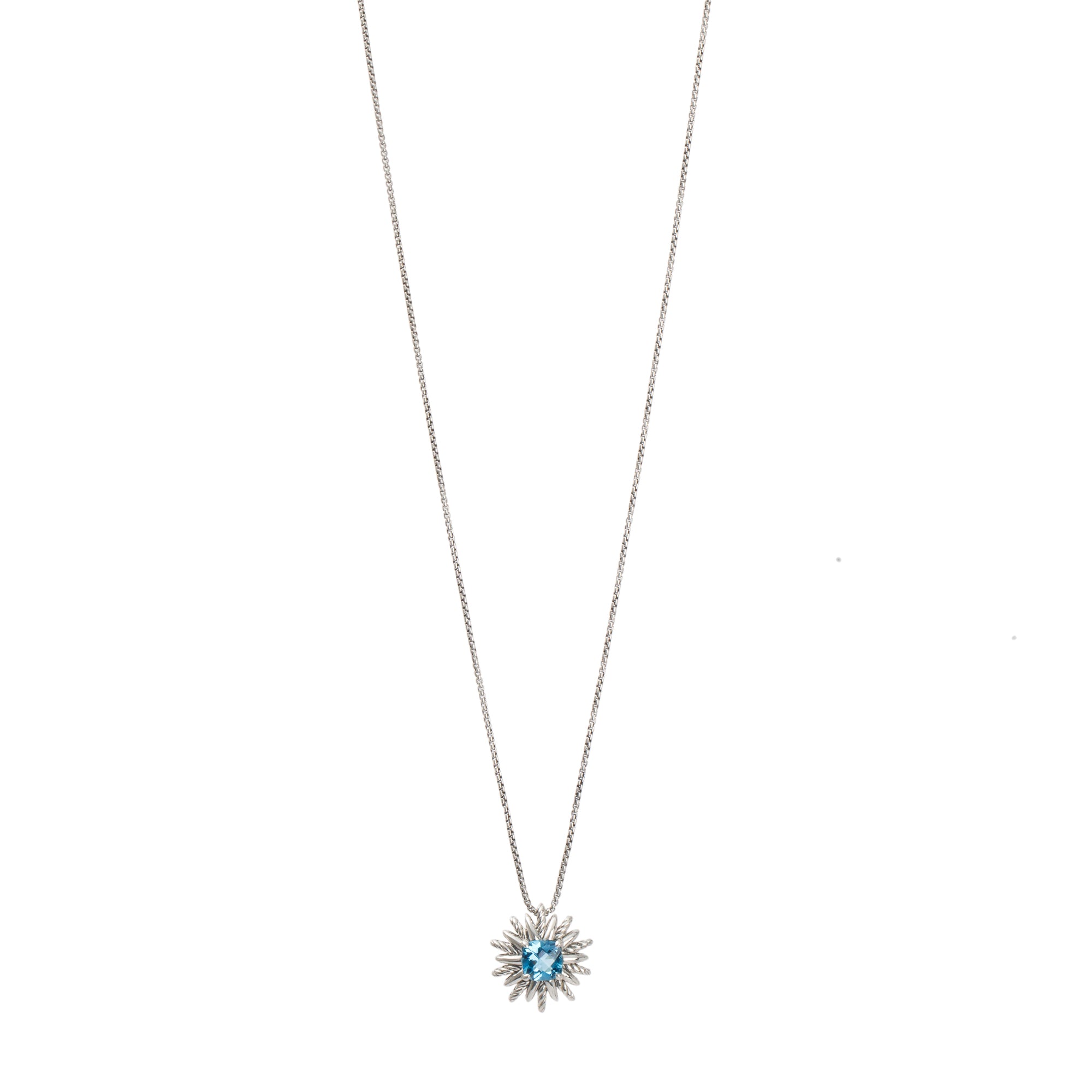 David Yurman Sterling Silver & Blue Topaz Starburst Pendant Necklace