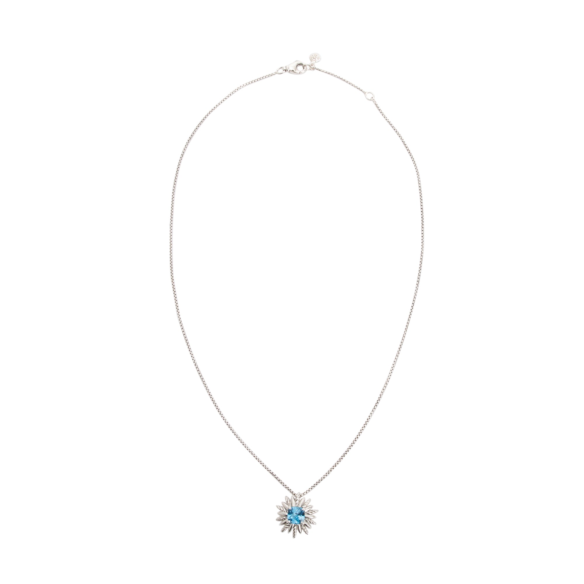 David Yurman Sterling Silver & Blue Topaz Starburst Pendant Necklace