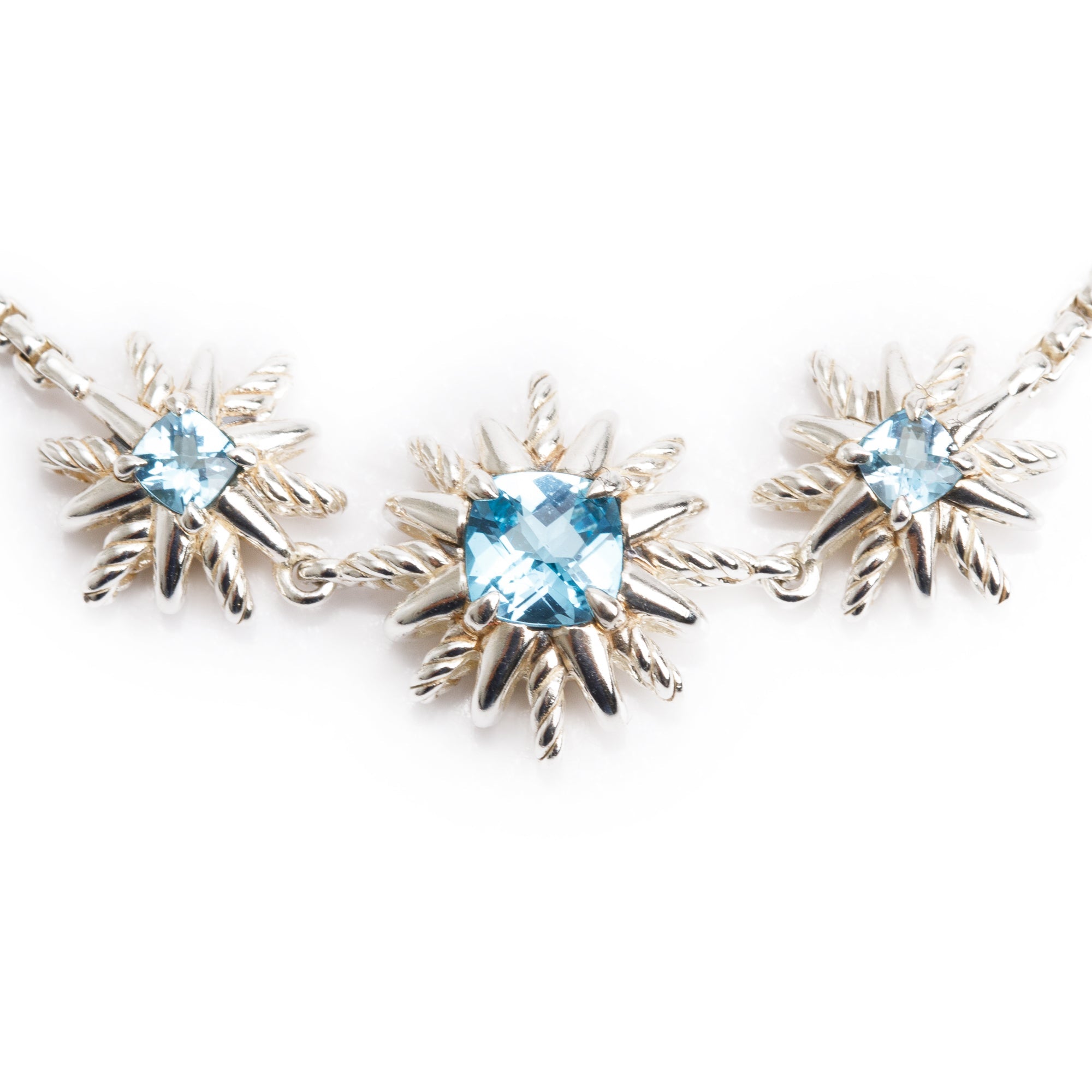 David Yurman Sterling Silver Blue Topaz Starburst Station Bracelet