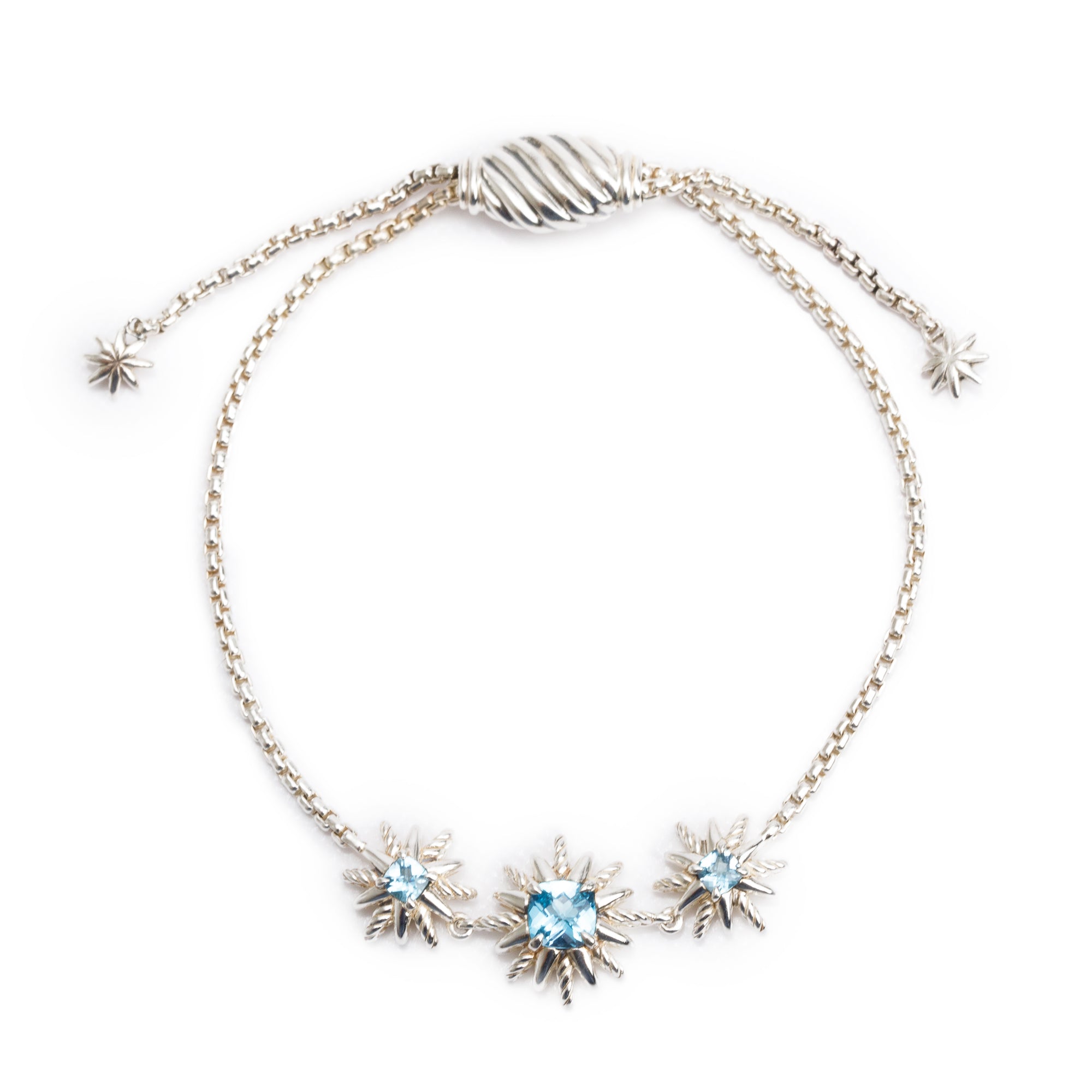 David Yurman Sterling Silver Blue Topaz Starburst Station Bracelet