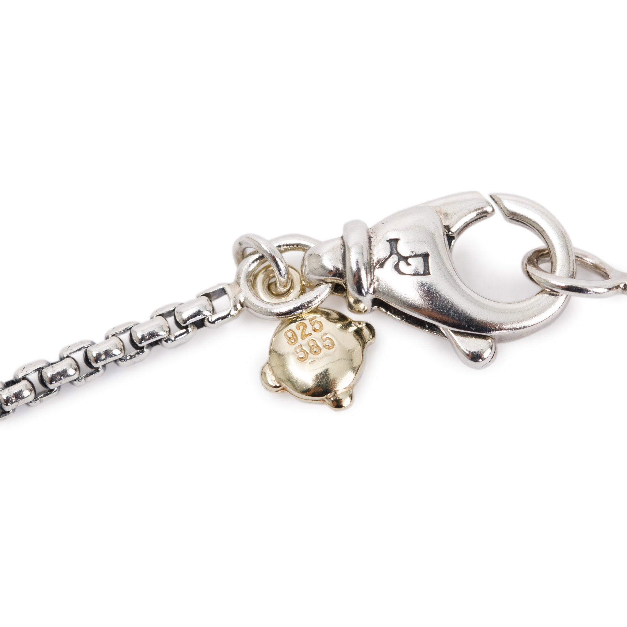 David Yurman Sterling Silver Box Chain Necklace with 14k Yellow Gold Decal, 1.7 mm