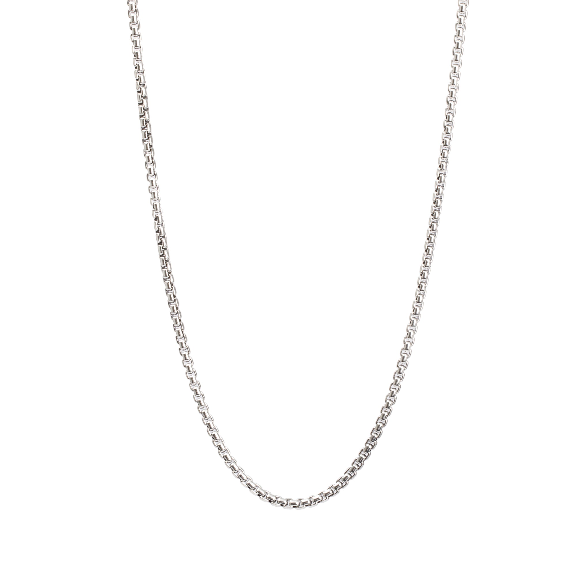 David Yurman Sterling Silver Box Chain Necklace with 14k Yellow Gold Decal, 3.6 mm