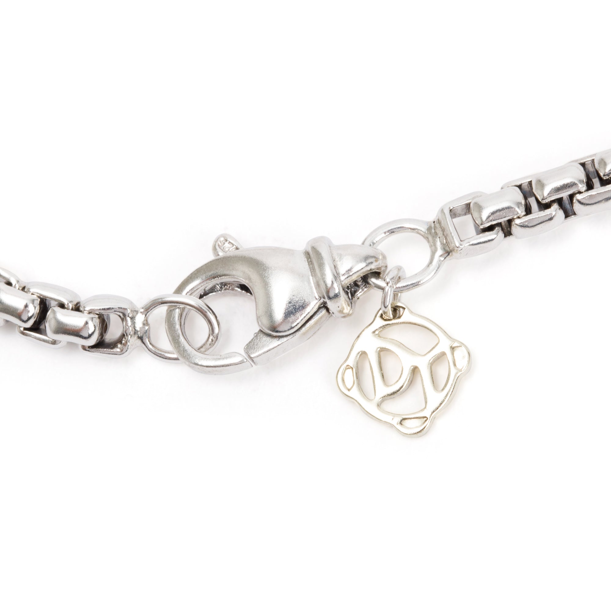 David Yurman Sterling Silver Box Chain Necklace with 14k Yellow Gold Decal, 3.6 mm