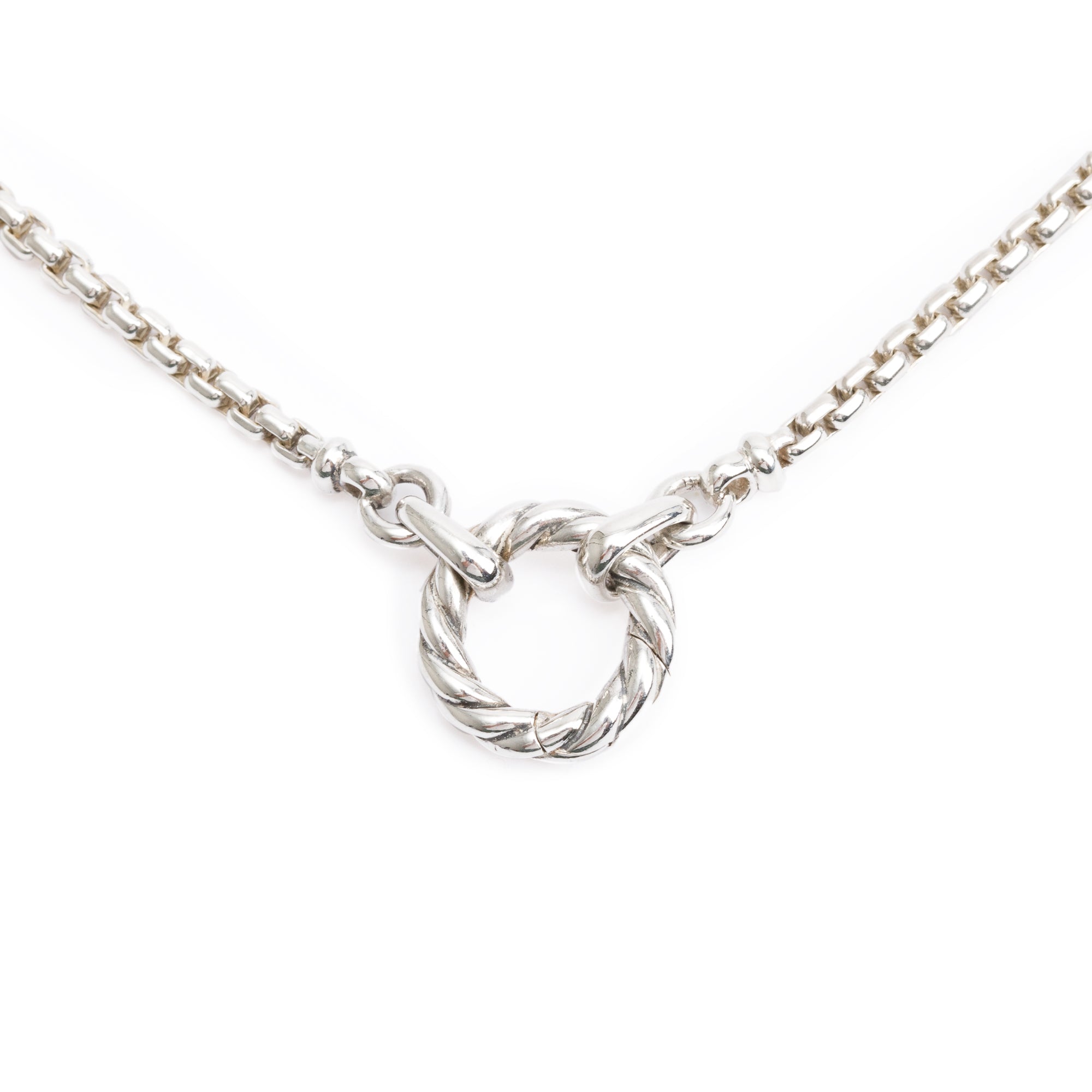 David Yurman Sterling Silver Cable Amulet Vehicle Box Chain Necklace