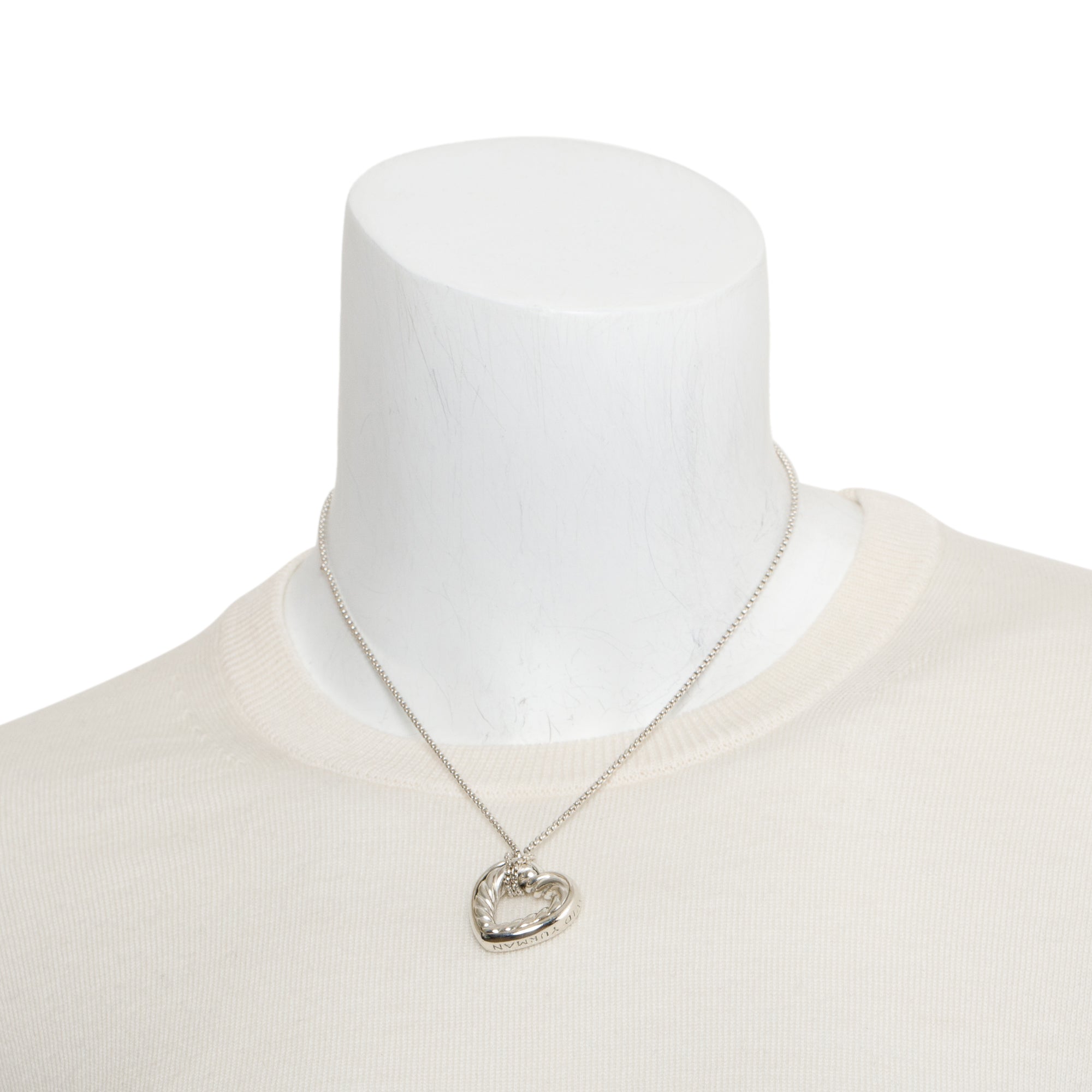 David Yurman Sterling Silver Cable Heart Pendant Necklace