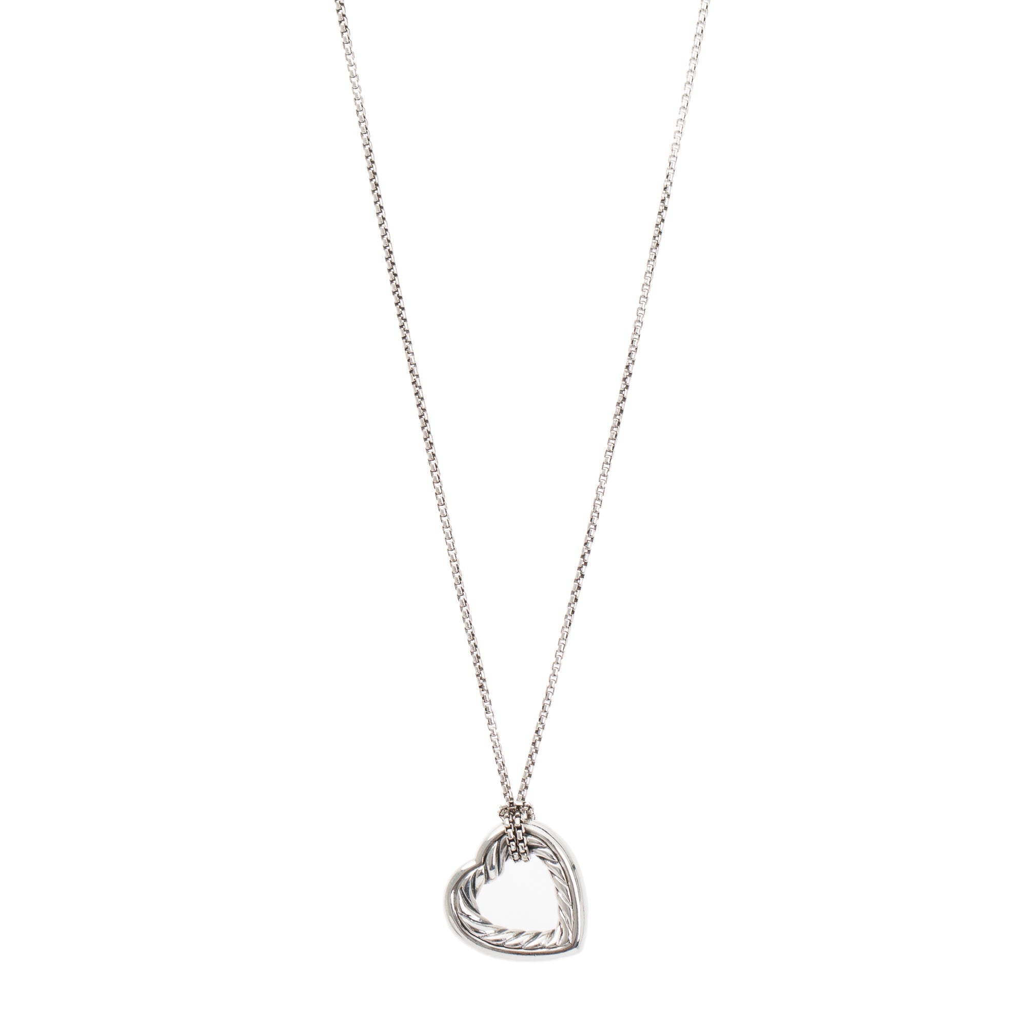 David Yurman Sterling Silver Cable Heart Pendant Necklace