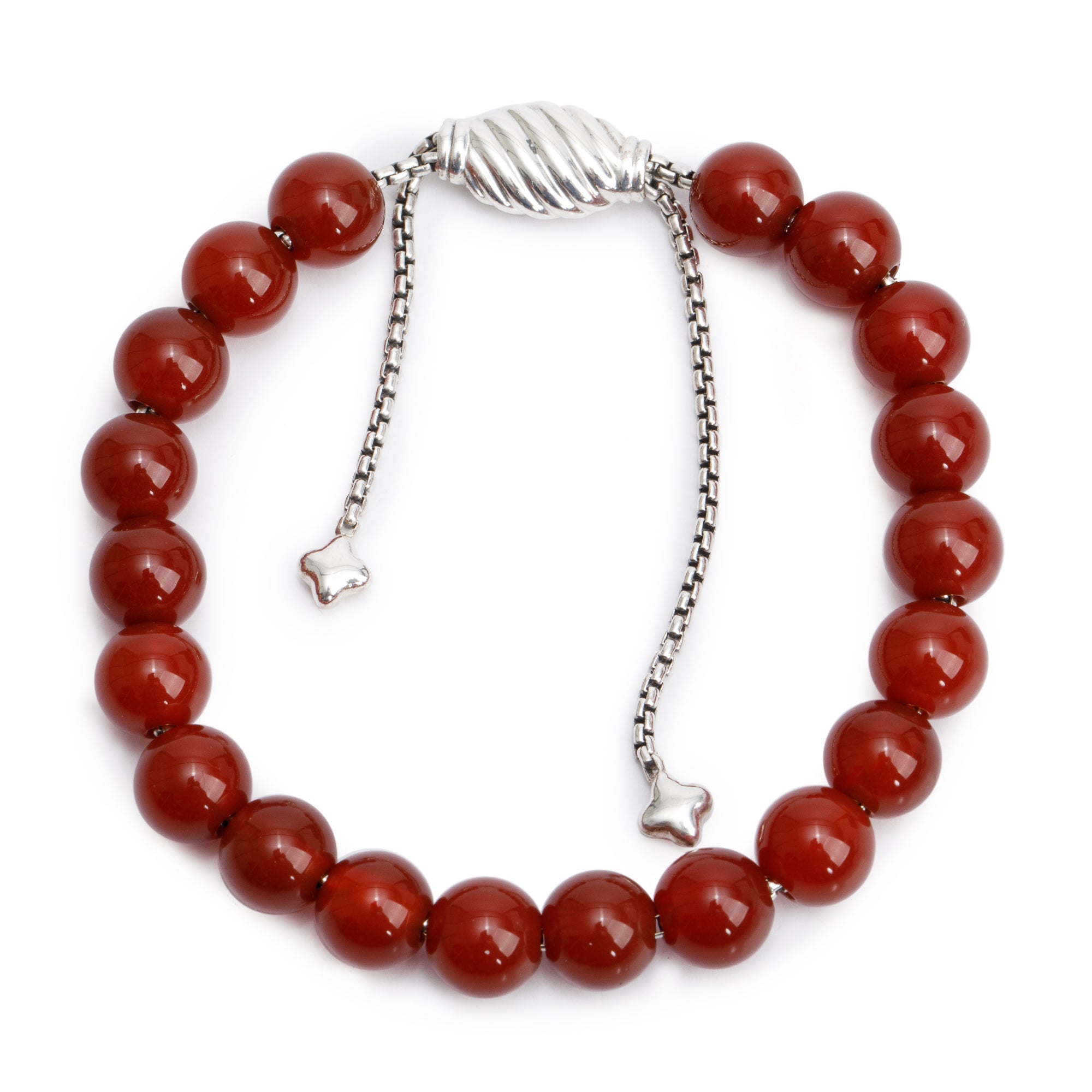 David Yurman Sterling Silver Carnelian 8 MM Spirtual Bead Bracelet
