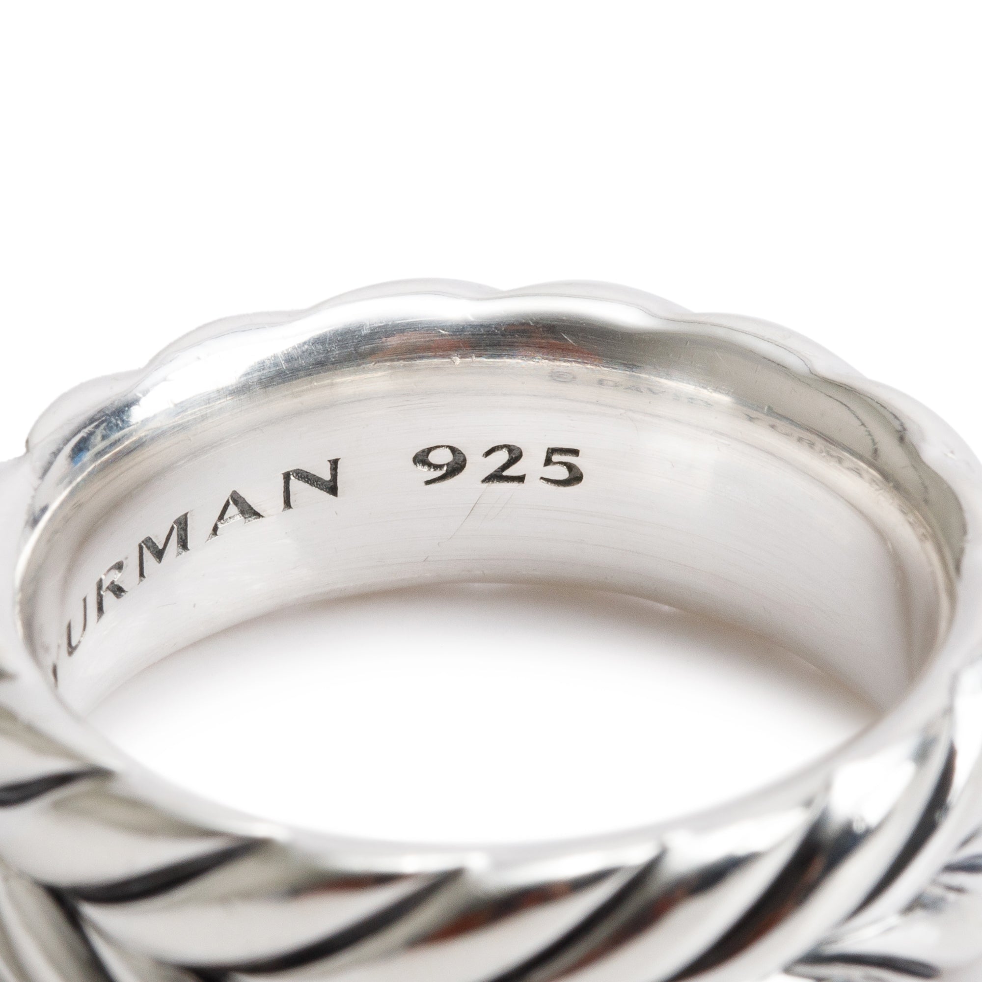 David Yurman Sterling Silver Chevron 8.5MM Band Ring, Size 10