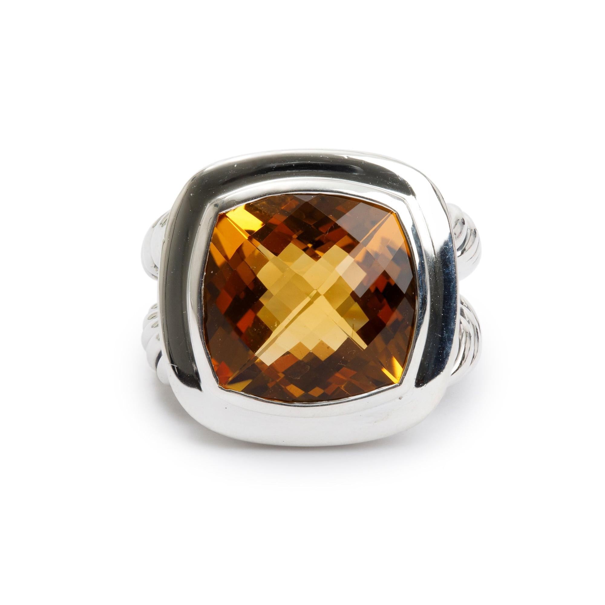 David Yurman Sterling Silver Citrine Albion Ring, Size 6.25