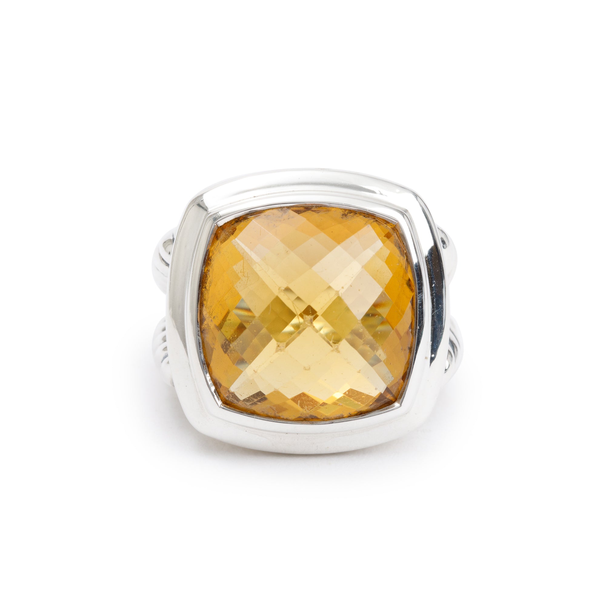 David Yurman Sterling Silver Citrine Albion Ring, Size 7.75