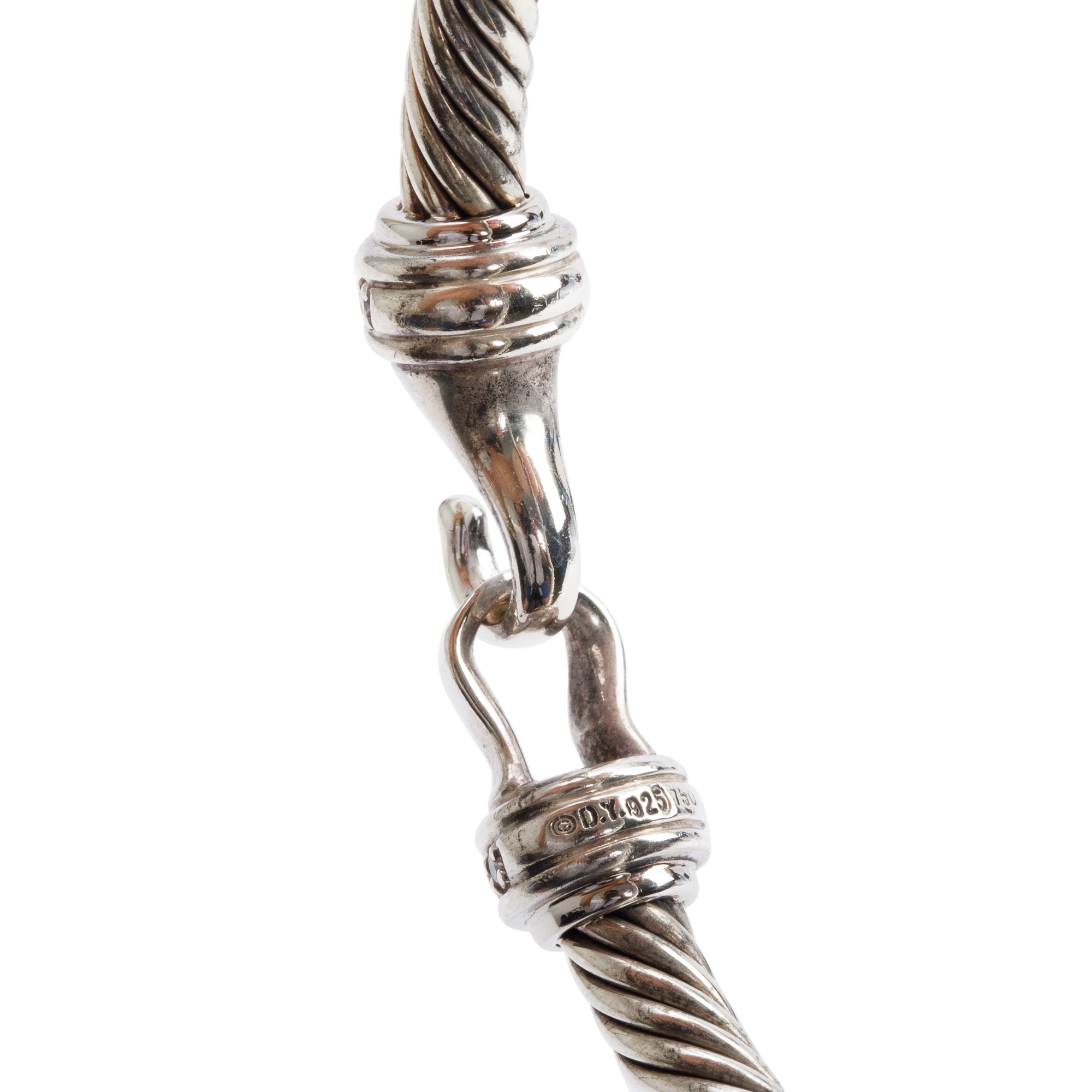 David Yurman Sterling Silver Diamond 5MM Buckle Classic Cable Bracelet