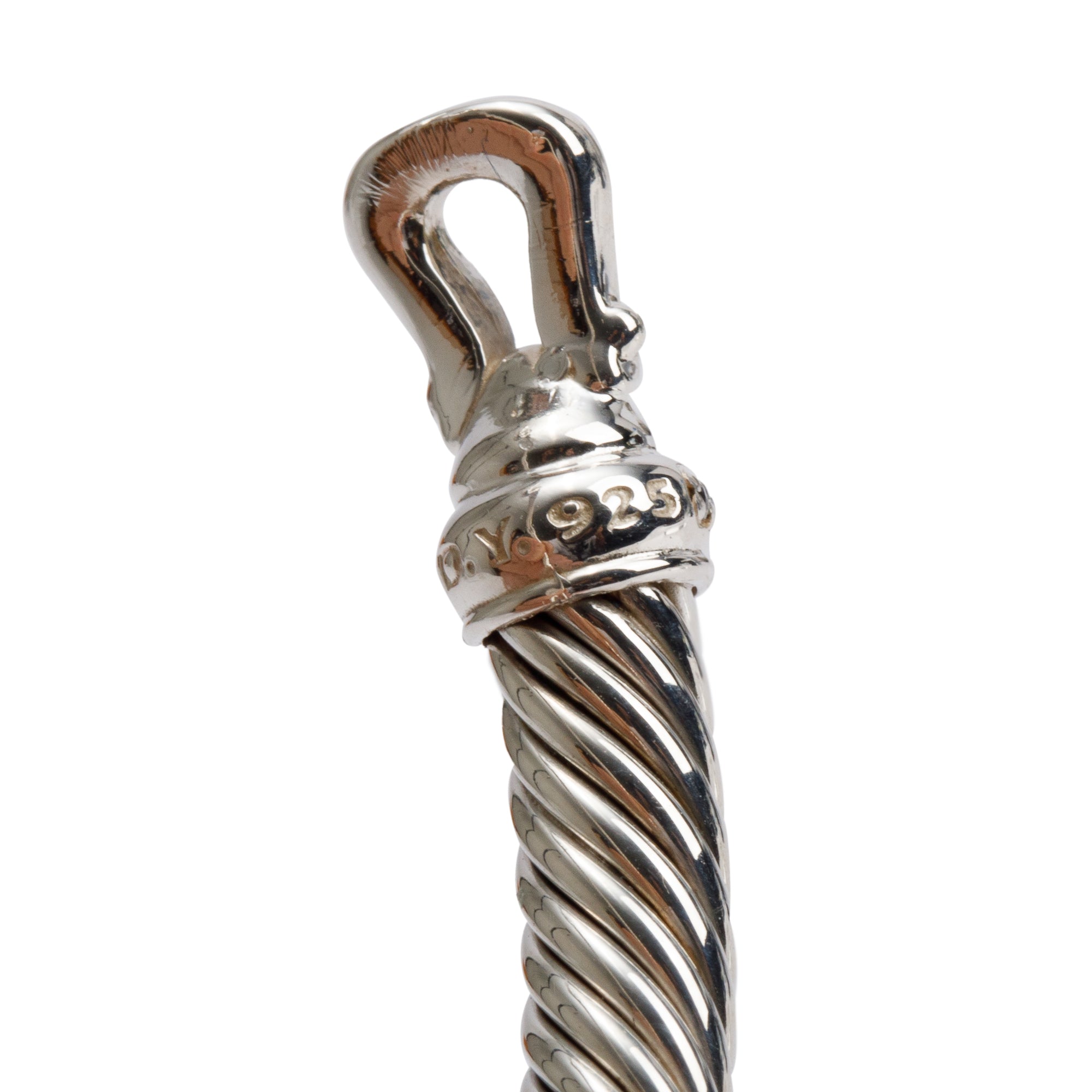 David Yurman Sterling Silver Diamond 5MM Buckle Classic Cable Bracelet