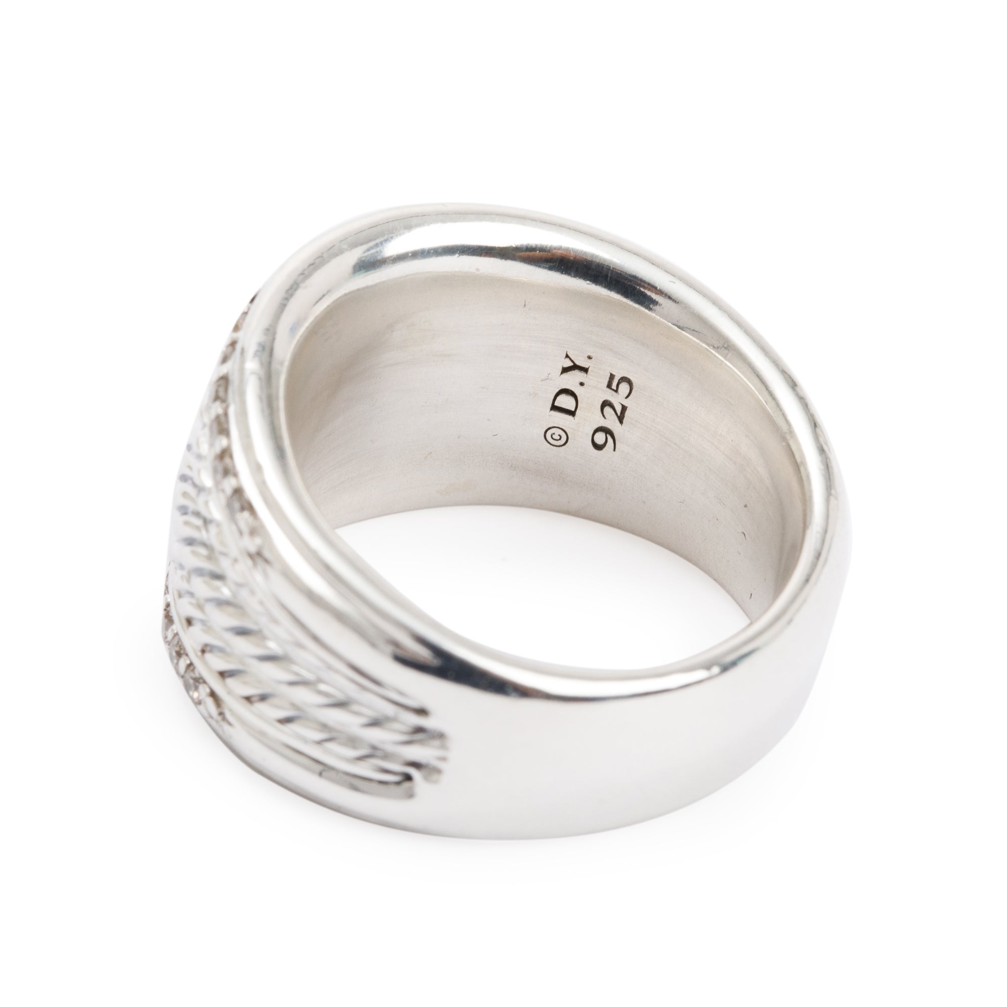 David Yurman Sterling Silver Diamond Cable Band Ring, Size 6