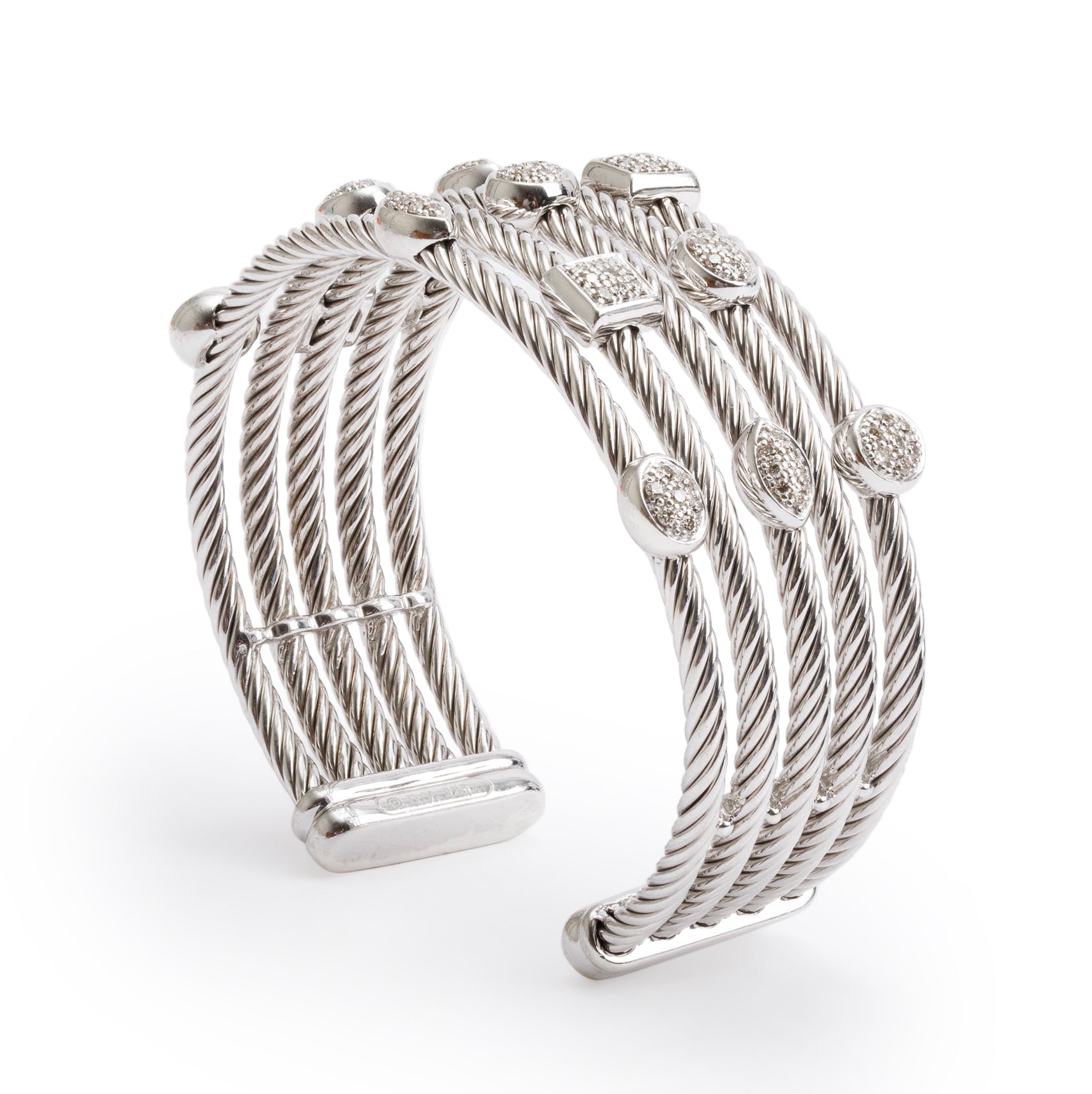 David Yurman Sterling Silver Diamond Confetti Five-Row Cuff Bracelet