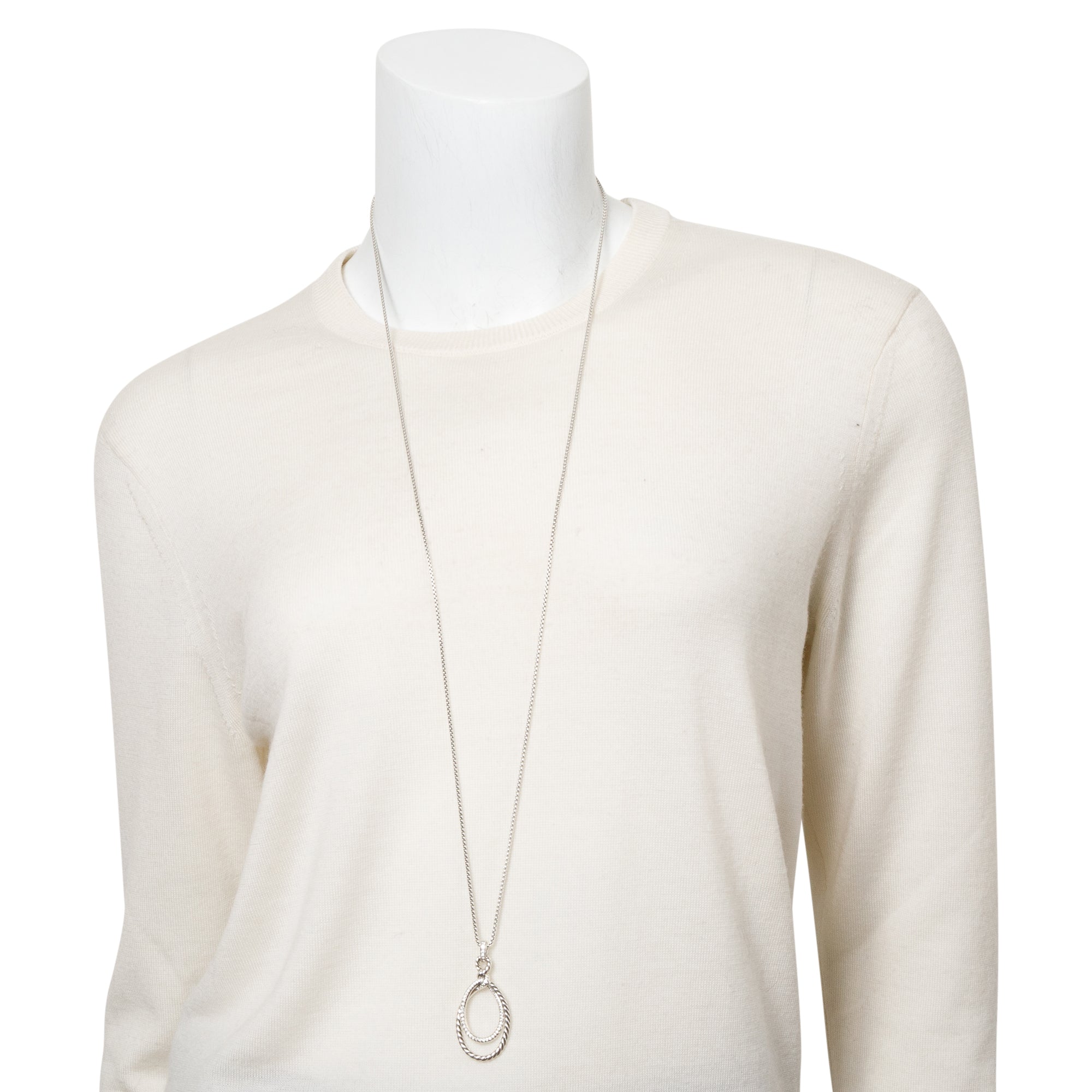 David Yurman Sterling Silver Diamond Continuance Pendant Necklace