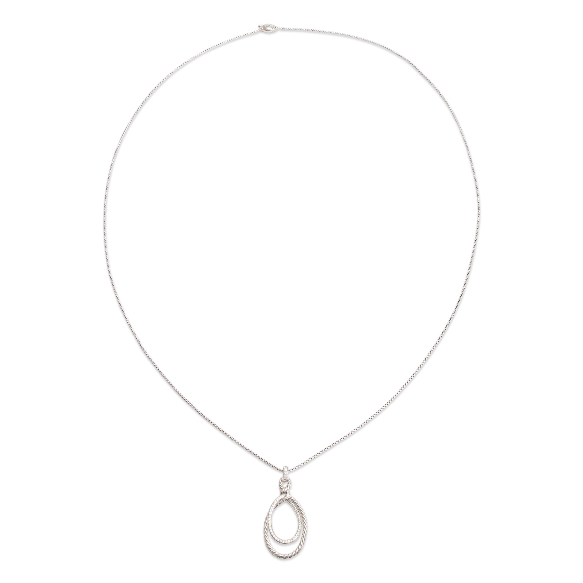 David Yurman Sterling Silver Diamond Continuance Pendant Necklace