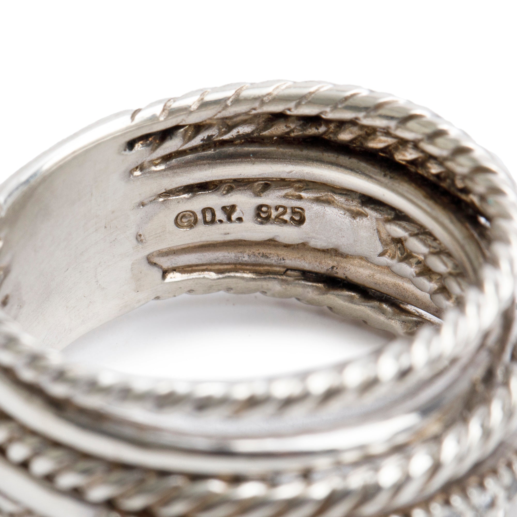 David Yurman Sterling Silver Diamond Crossover Ring, Size 6.75