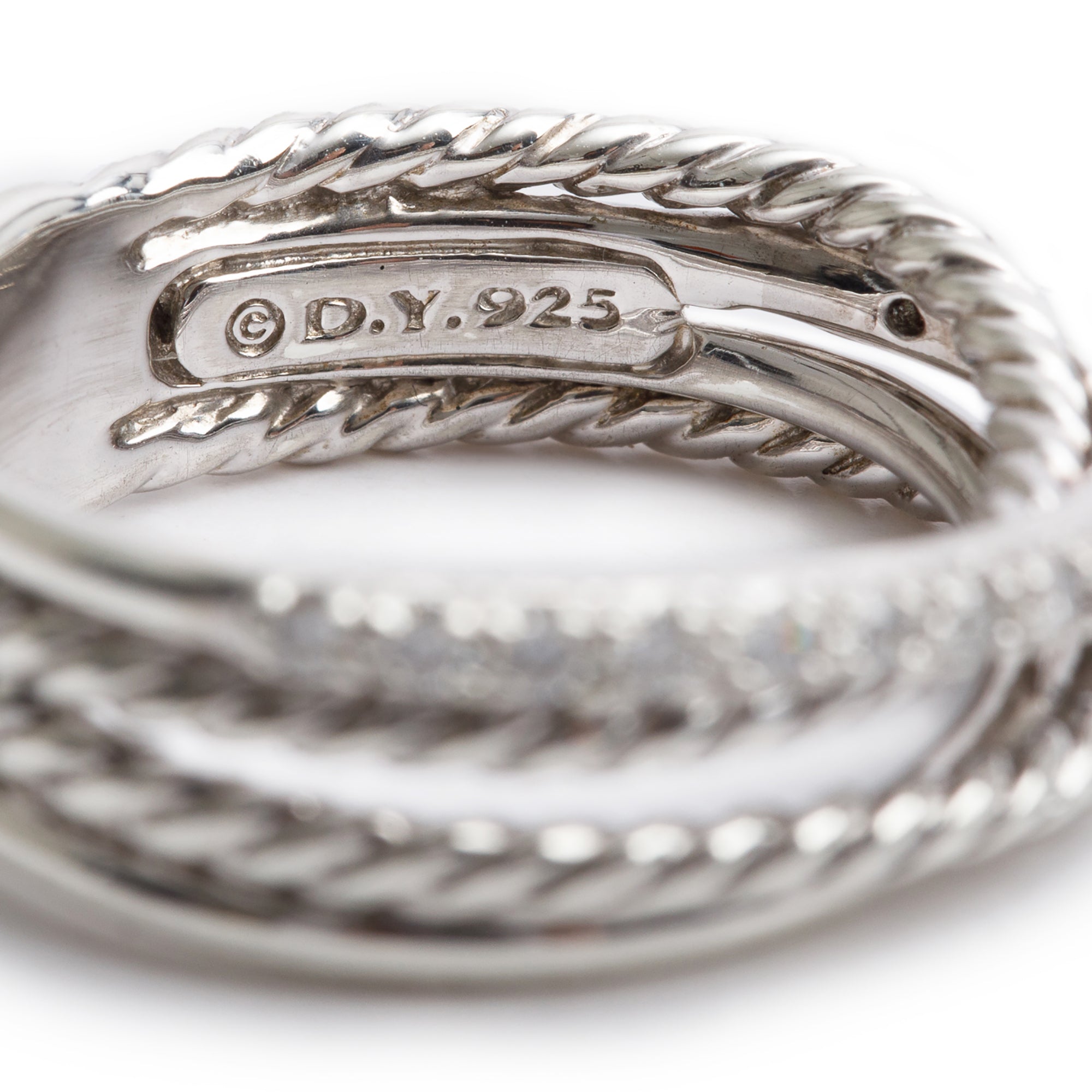 David Yurman Sterling Silver Diamond Crossover Ring, Size 7