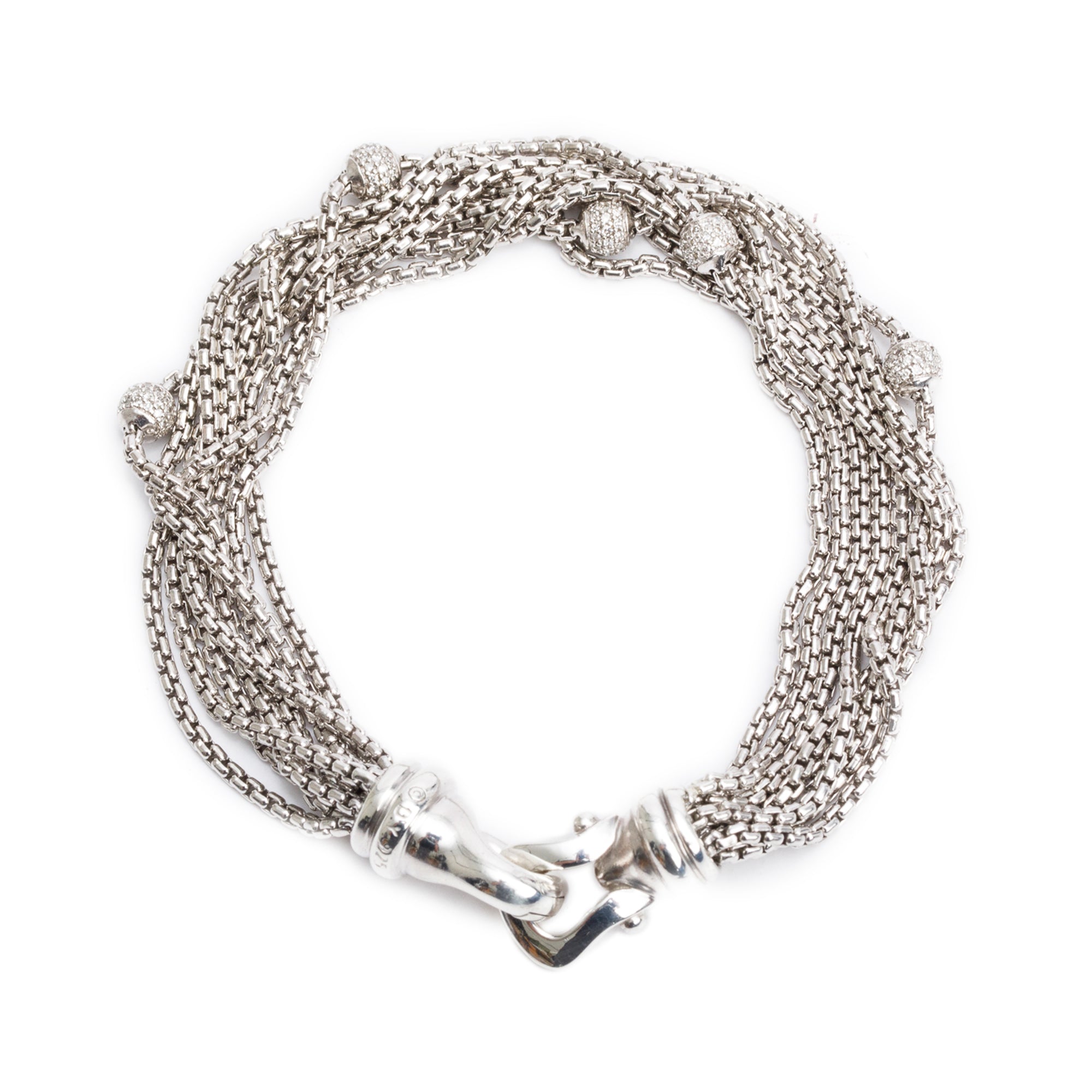 David Yurman Sterling Silver Diamond Eight-Row Chain Bracelet
