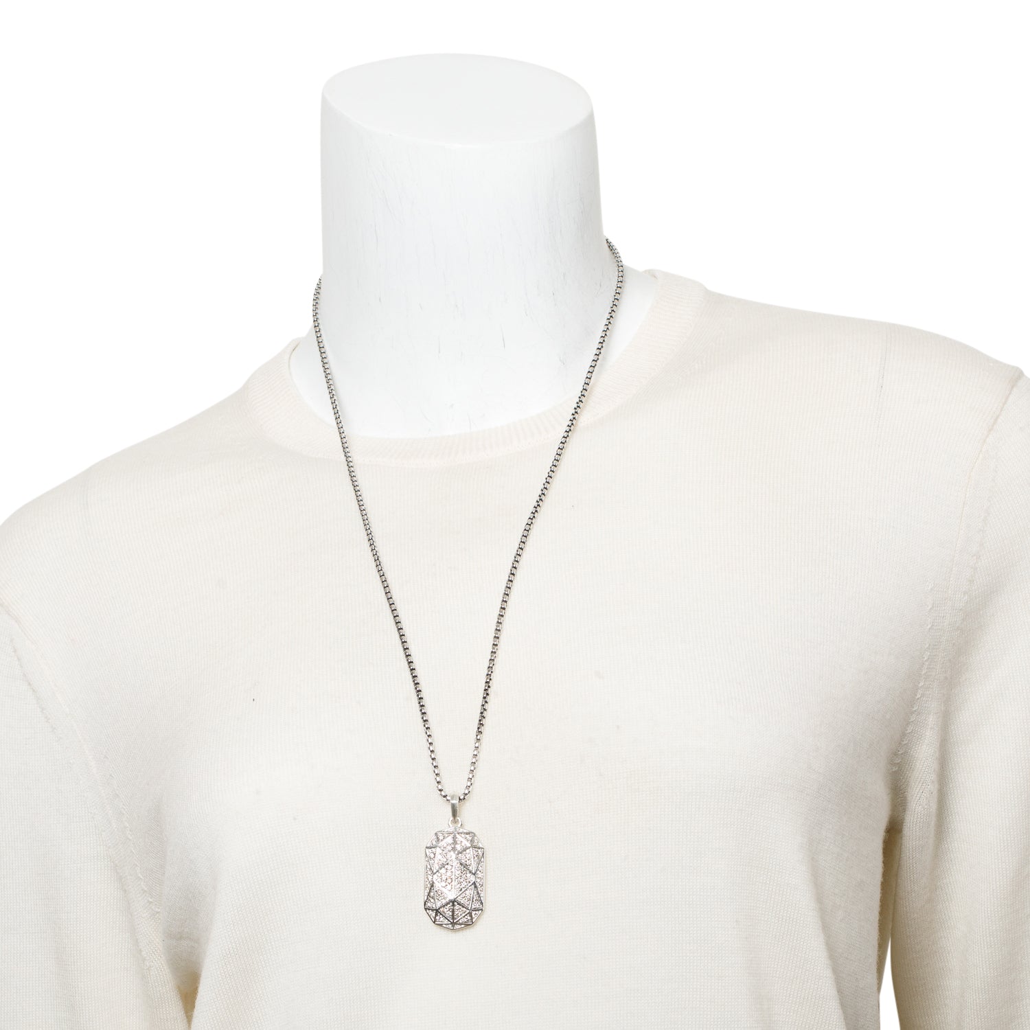 David Yurman Sterling Silver Diamond Faceted Enhancer Pendant Necklace