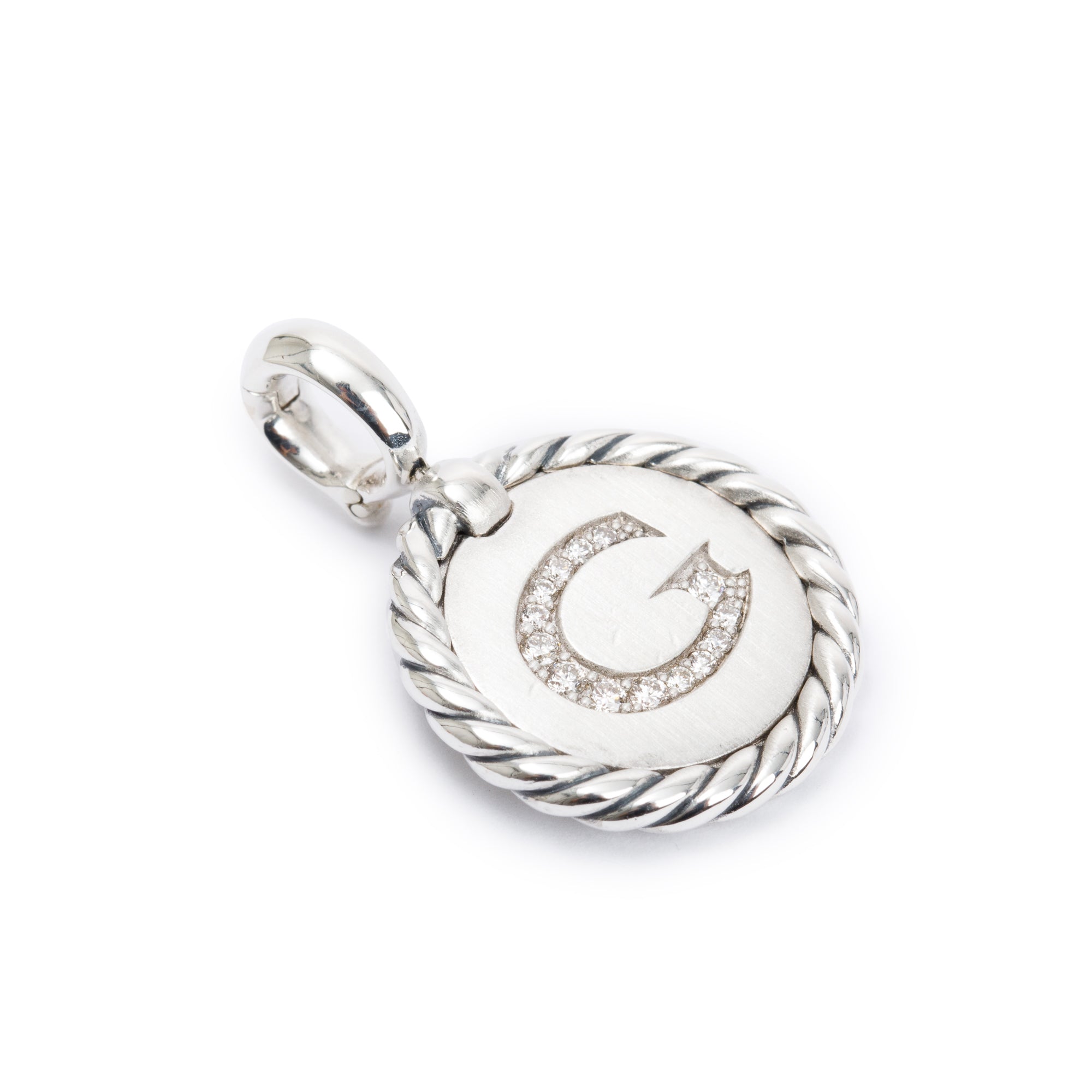 David Yurman Sterling Silver Diamond Initial 'G' Charm