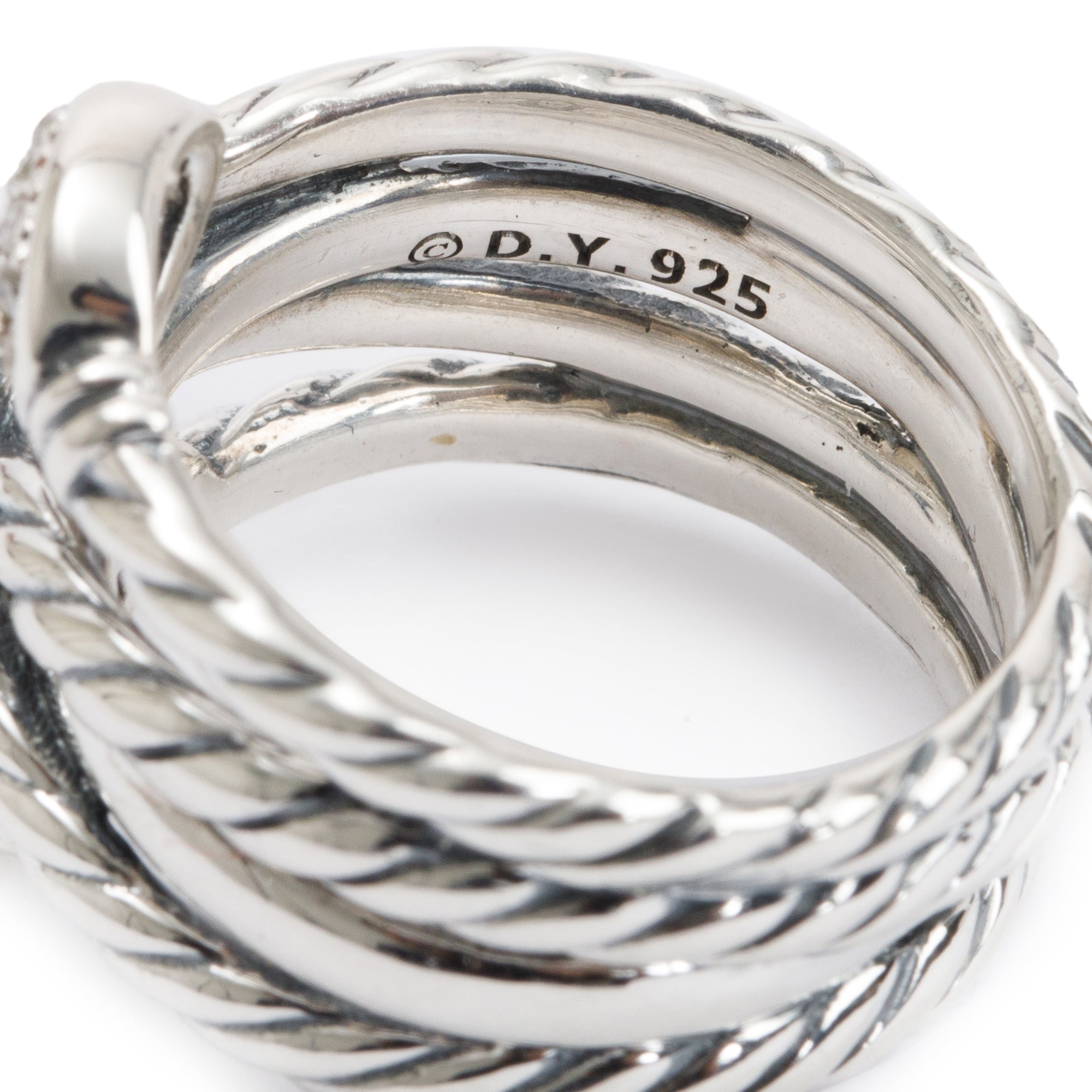 David Yurman Sterling Silver Diamond Renaissance Crossover Ring, Size 6.25