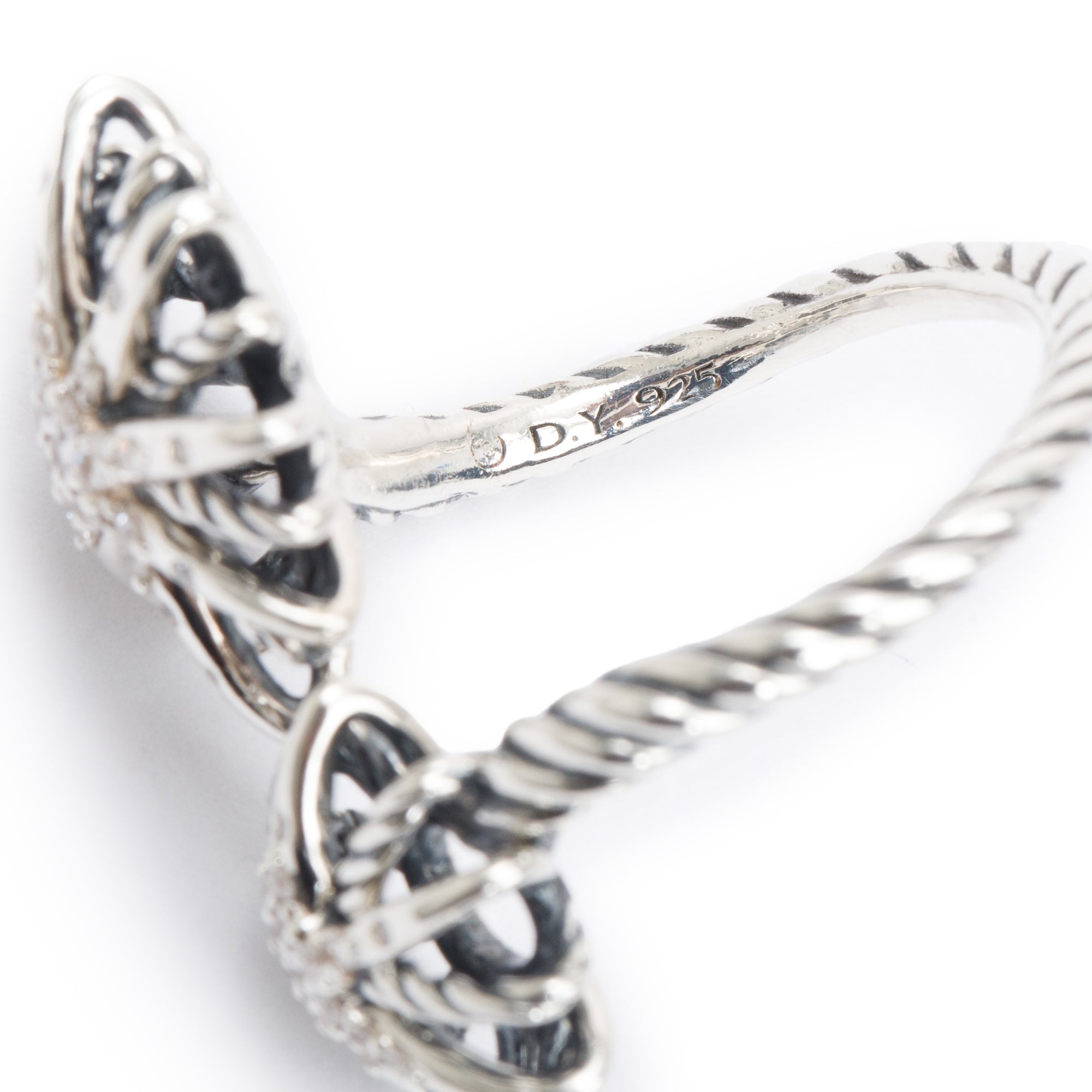 David Yurman Sterling Silver Diamond Starburst Bypass Ring, Size 7.5