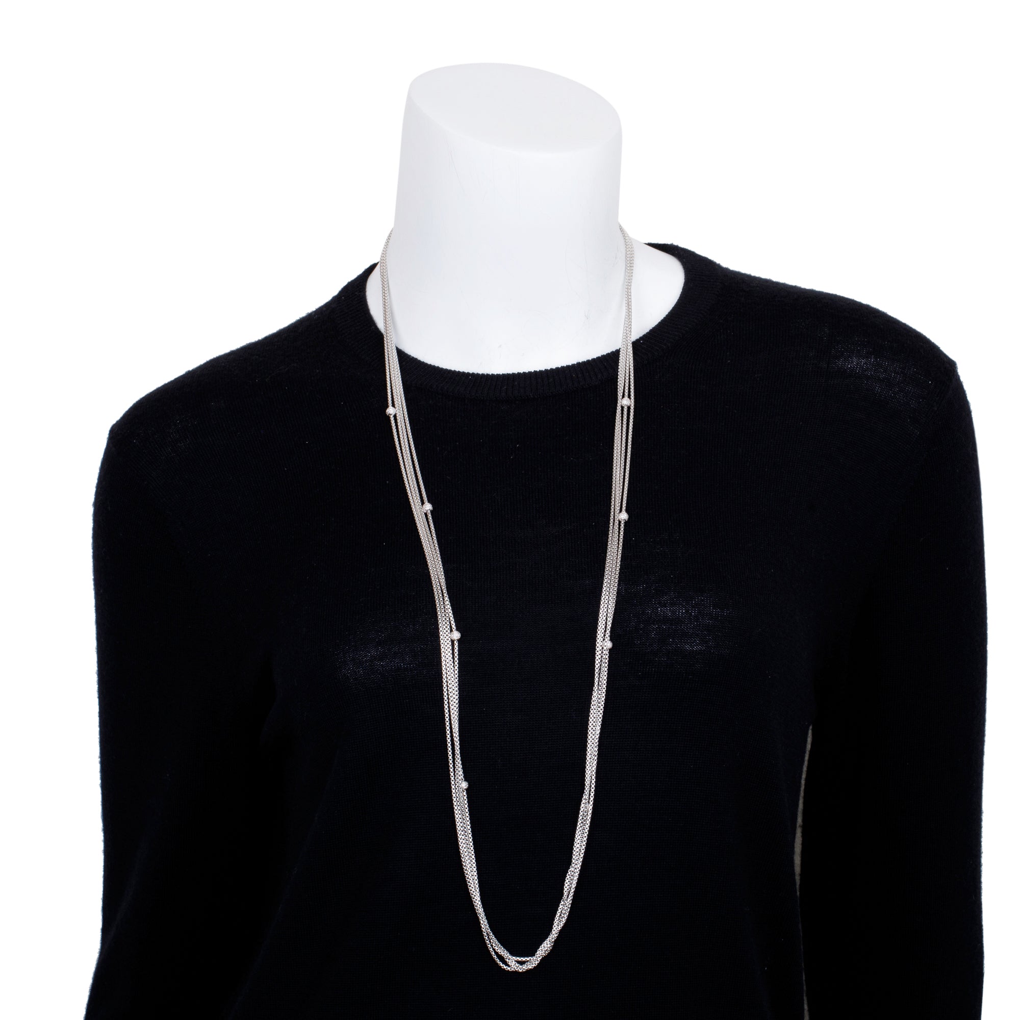 David Yurman Sterling Silver Diamond Station Multi-Strand Chain Necklace