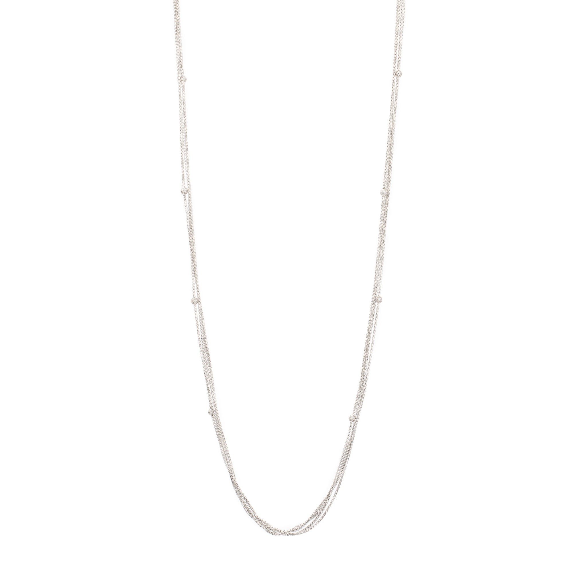 David Yurman Sterling Silver Diamond Station Multi-Strand Chain Necklace