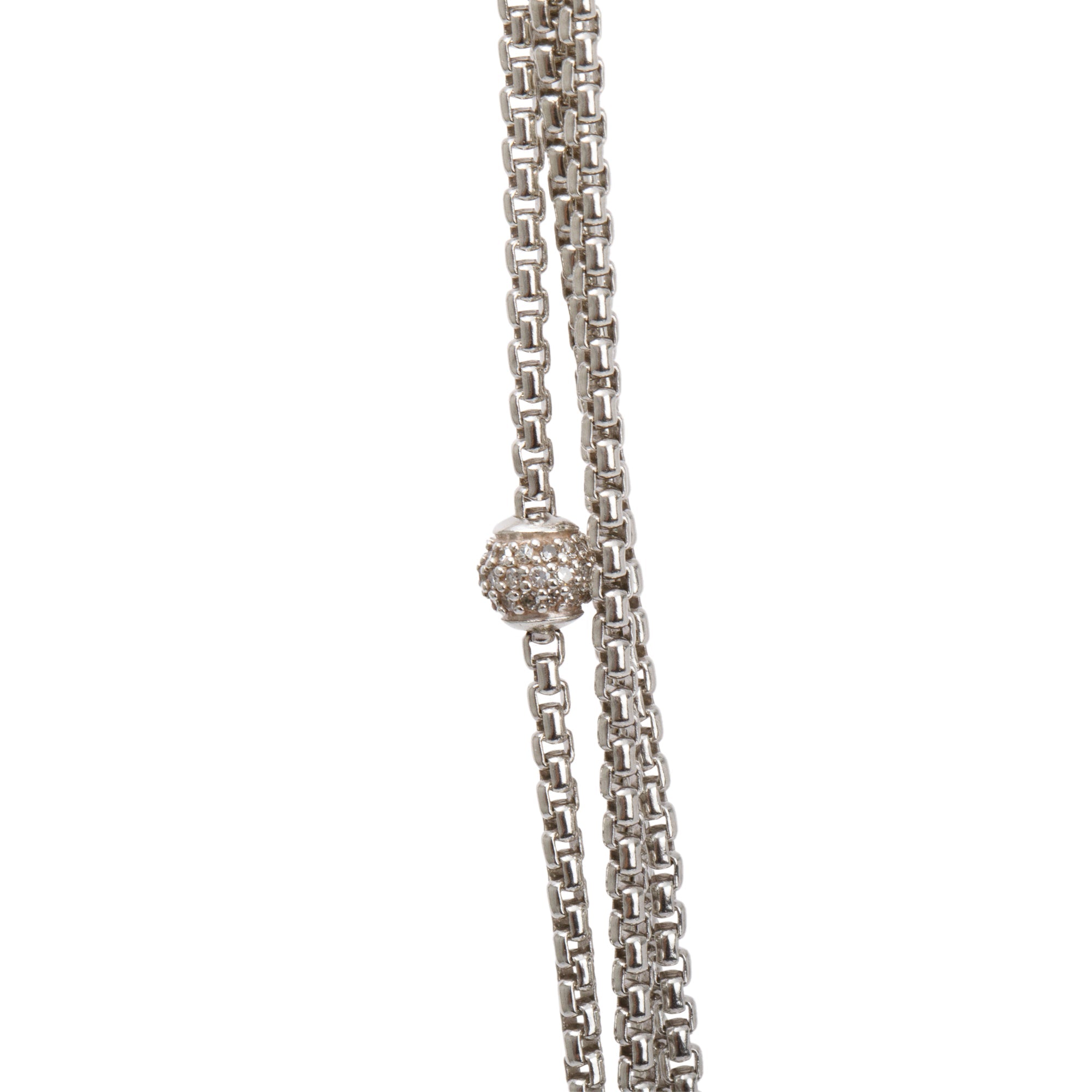 David Yurman Sterling Silver Diamond Station Multi-Strand Chain Necklace