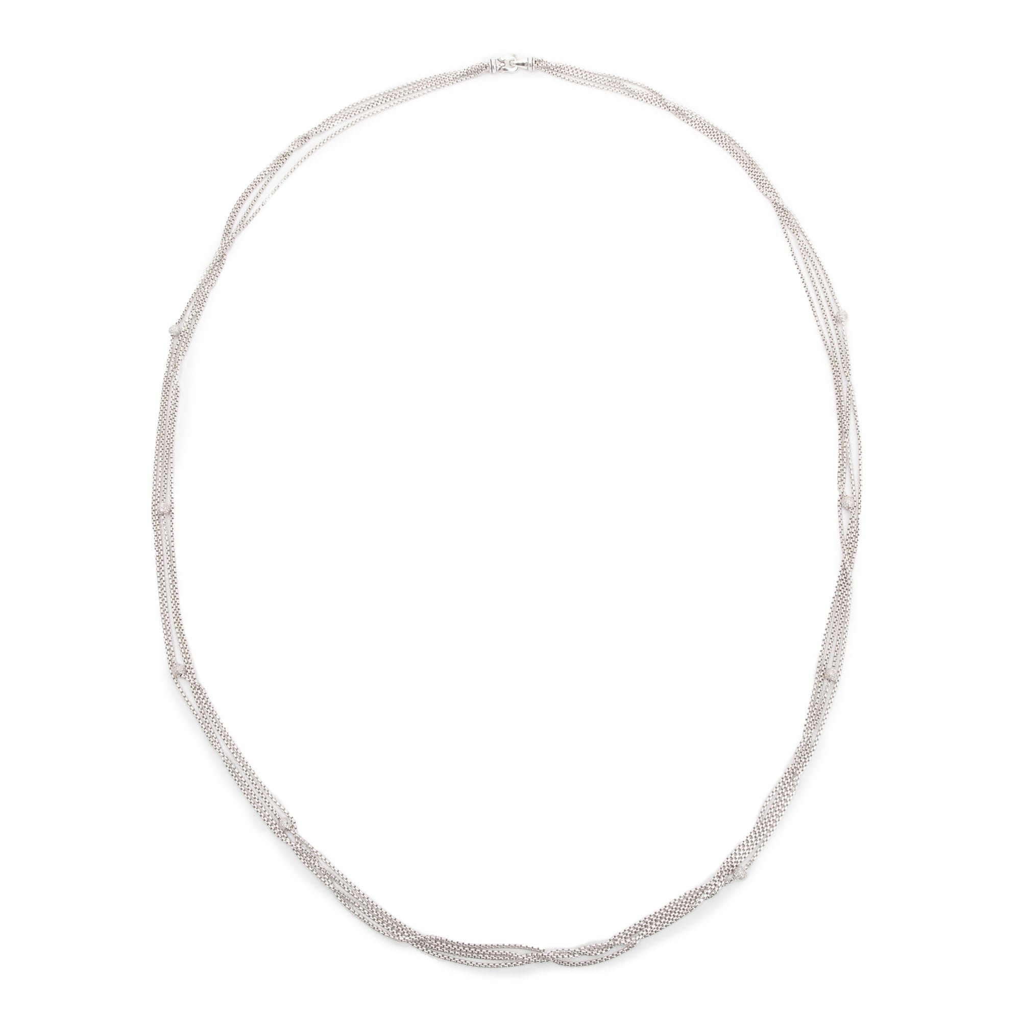 David Yurman Sterling Silver Diamond Station Multi-Strand Chain Necklace