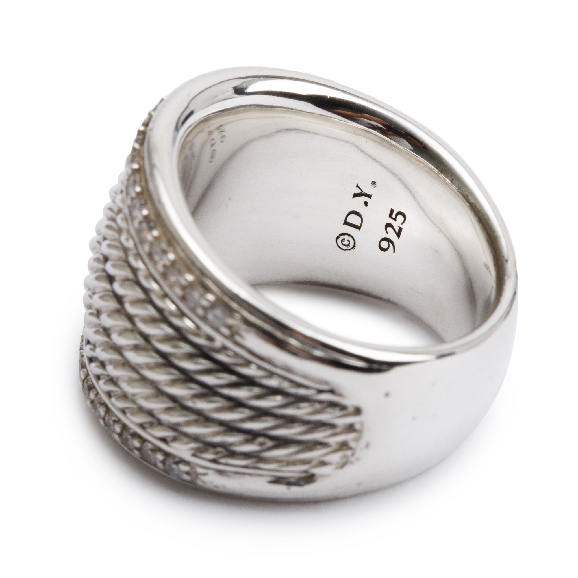 David Yurman Sterling Silver Diamond Wheaton Band Ring, Size 7