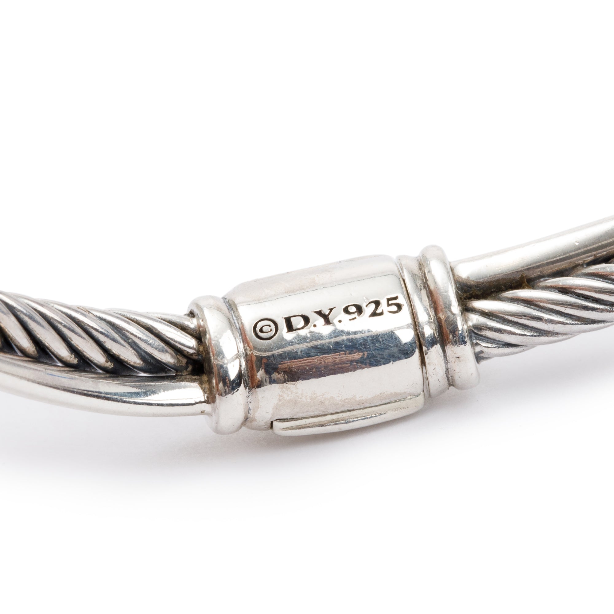 David Yurman Sterling Silver Diamond X Crossover Hinged Bangle Bracelet