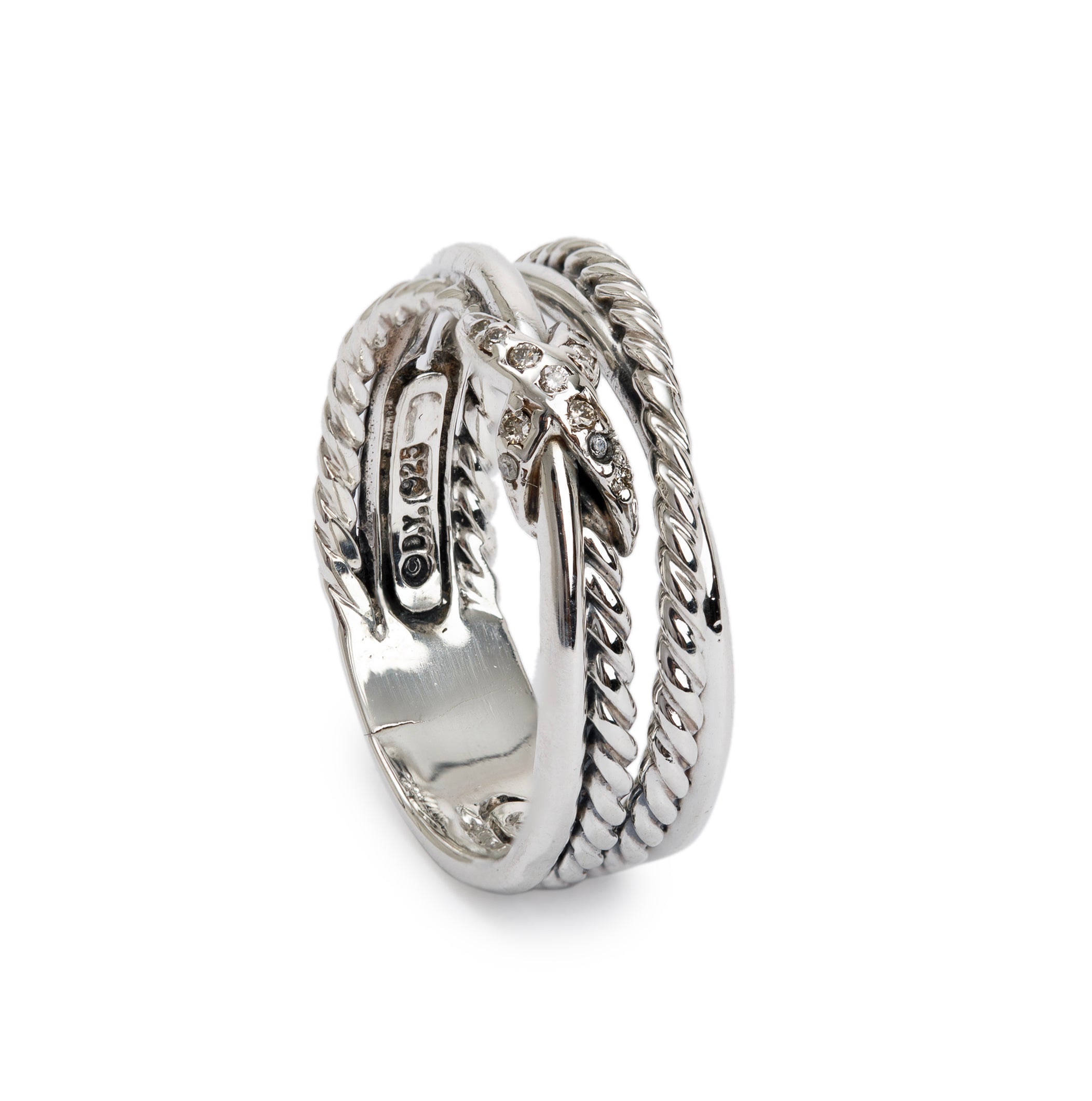David Yurman Sterling Silver Diamond 'X' Crossover Ring, Size 6.75
