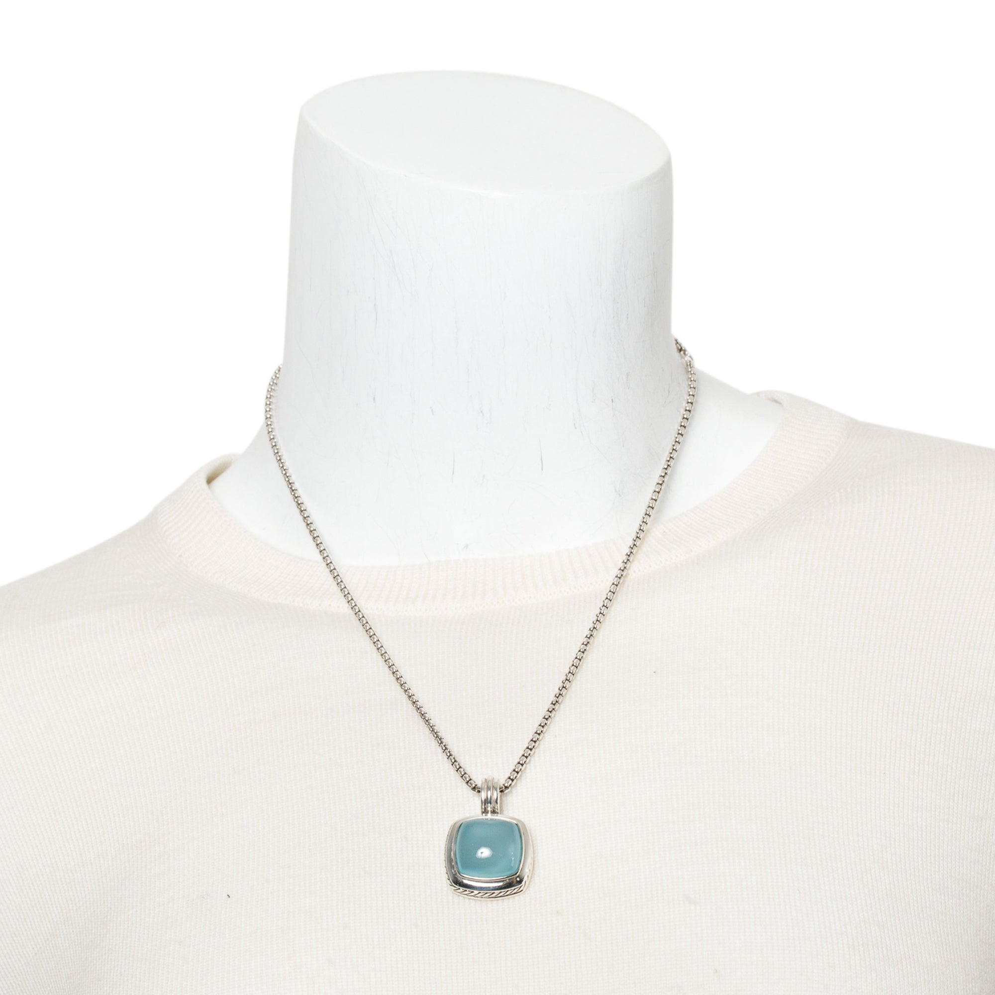 David Yurman Sterling Silver Dyed Chalcedony Pendant Necklace