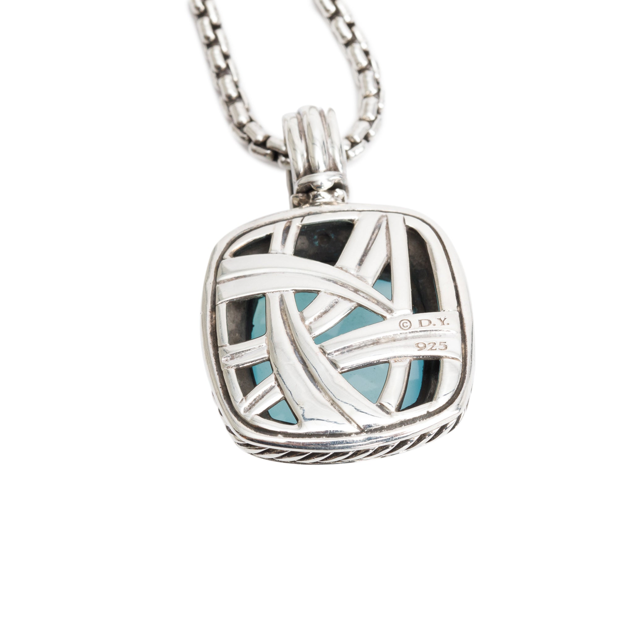 David Yurman Sterling Silver Dyed Chalcedony Pendant Necklace