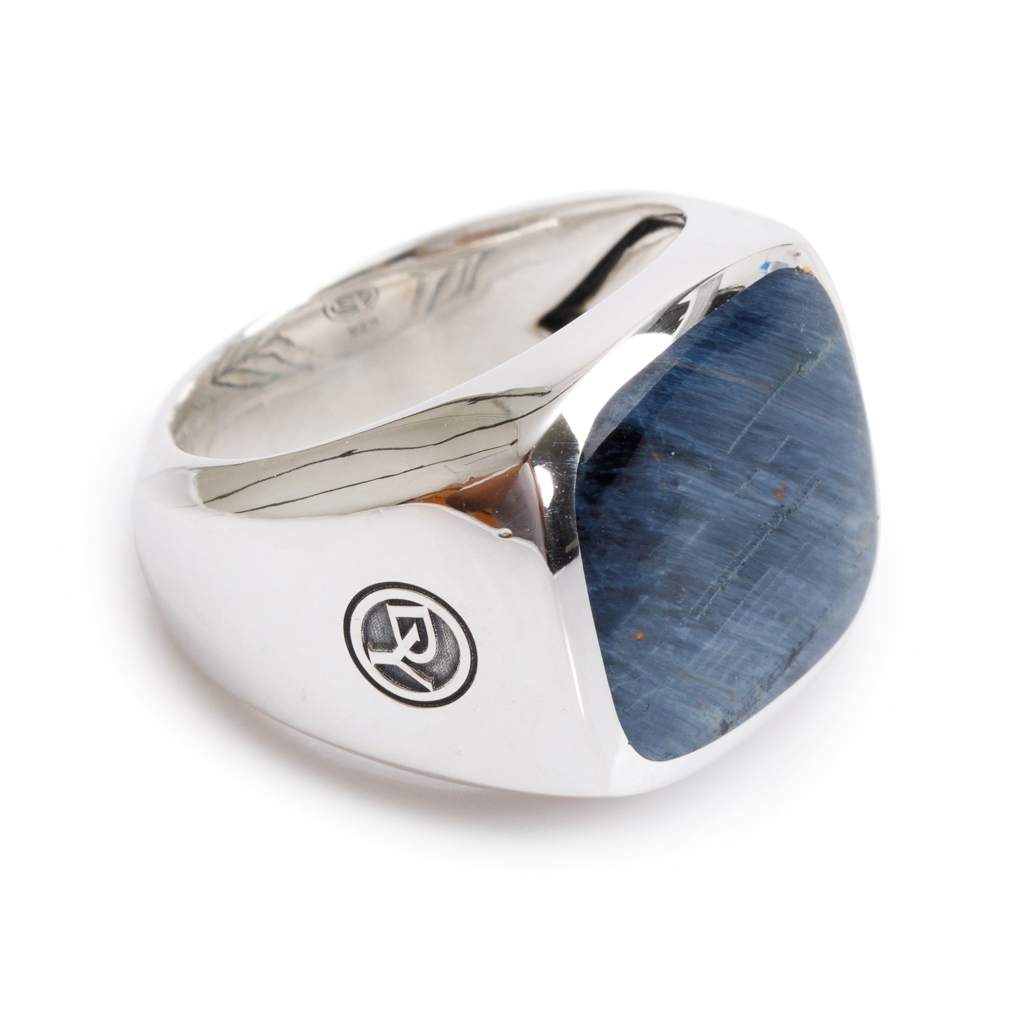 David Yurman Sterling Silver Exotic Stone Signet Ring with Pietersite, Size 10