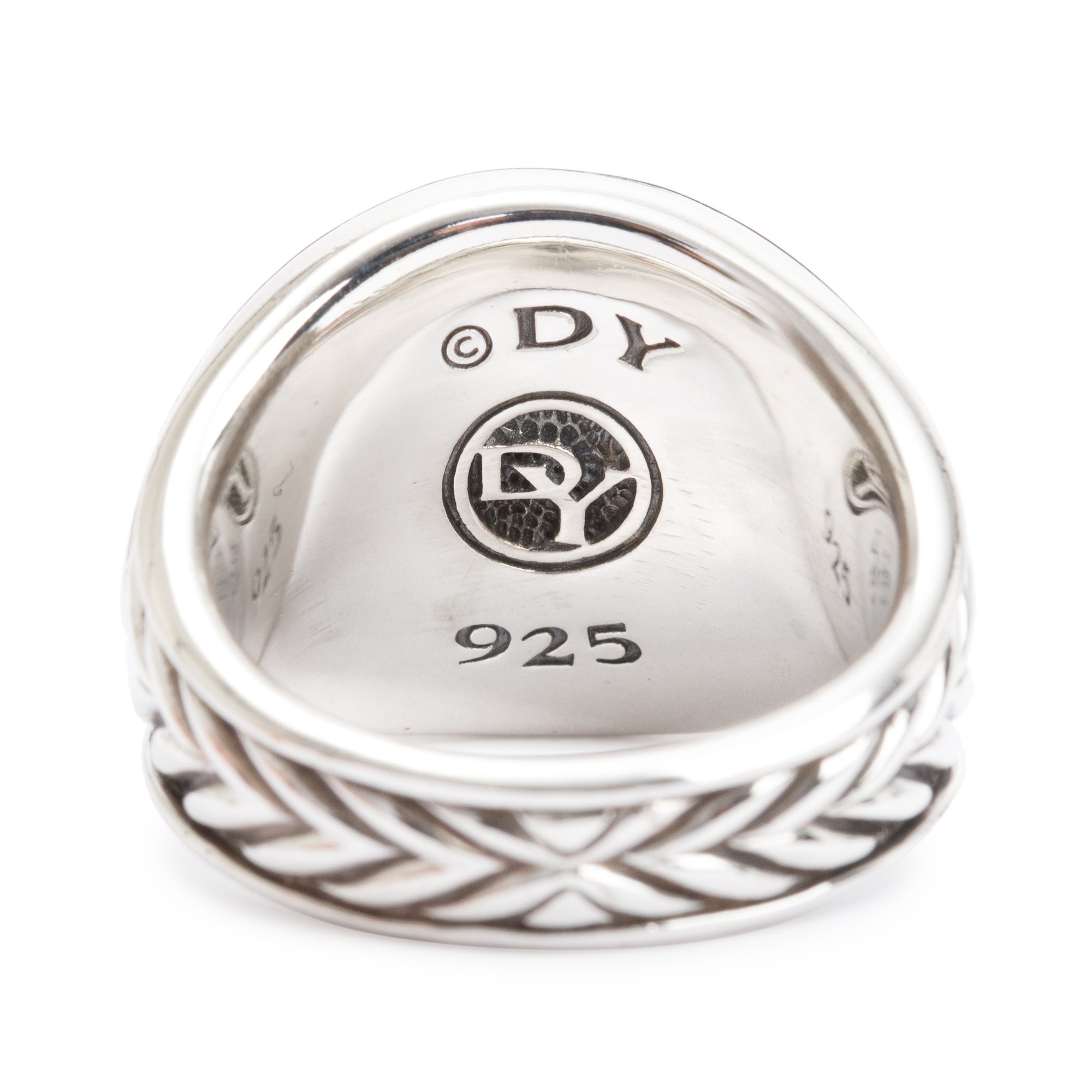 David Yurman Sterling Silver Exotic Stone Signet Ring with Pietersite, Size 8