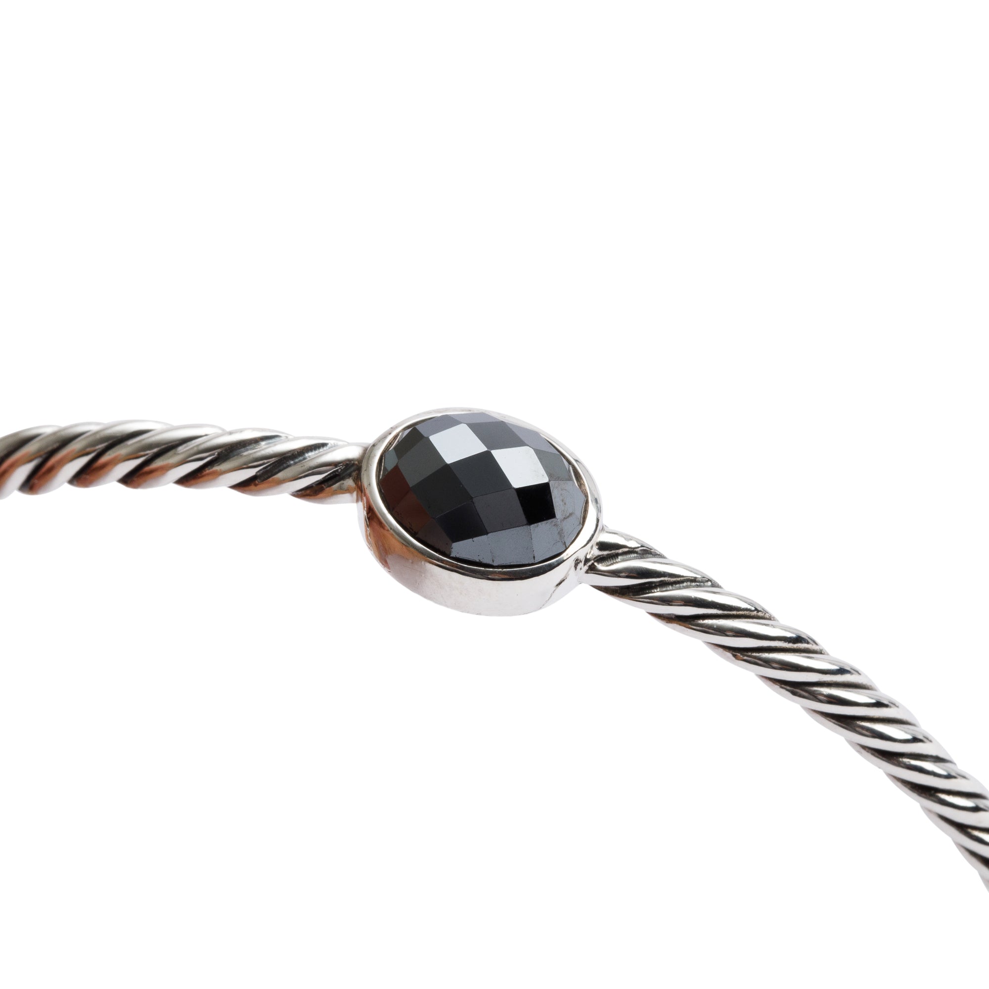 David Yurman Sterling Silver Hematite Color Classics Four Station Bangle Bracelet